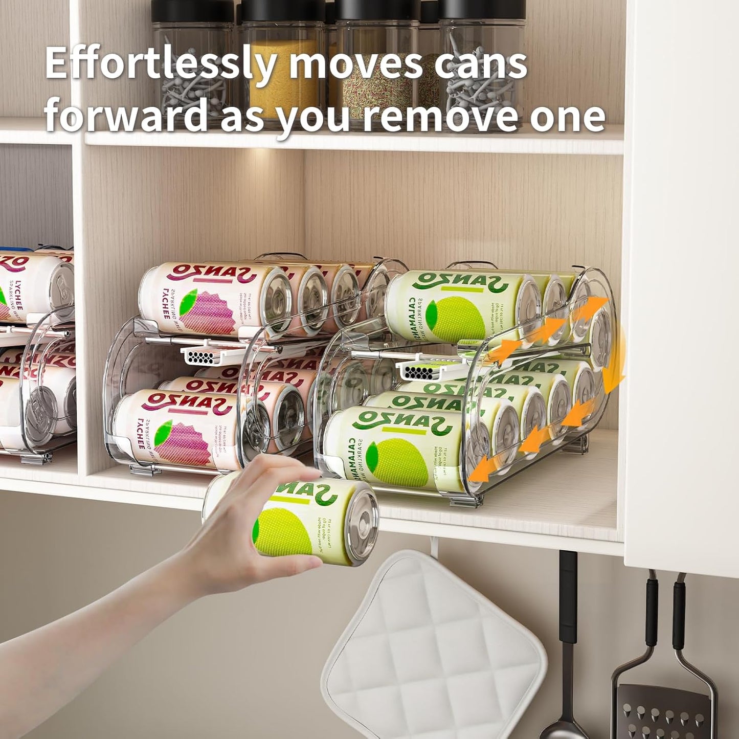 Drink Organizer for Fridge, Soda Can Organizer Dispenser for Refrigerator with Automatic Rolling,Organize Standard Size 11.15oz or 12oz Cans Drink,Save Space for Fridge、Kitchen、countertop