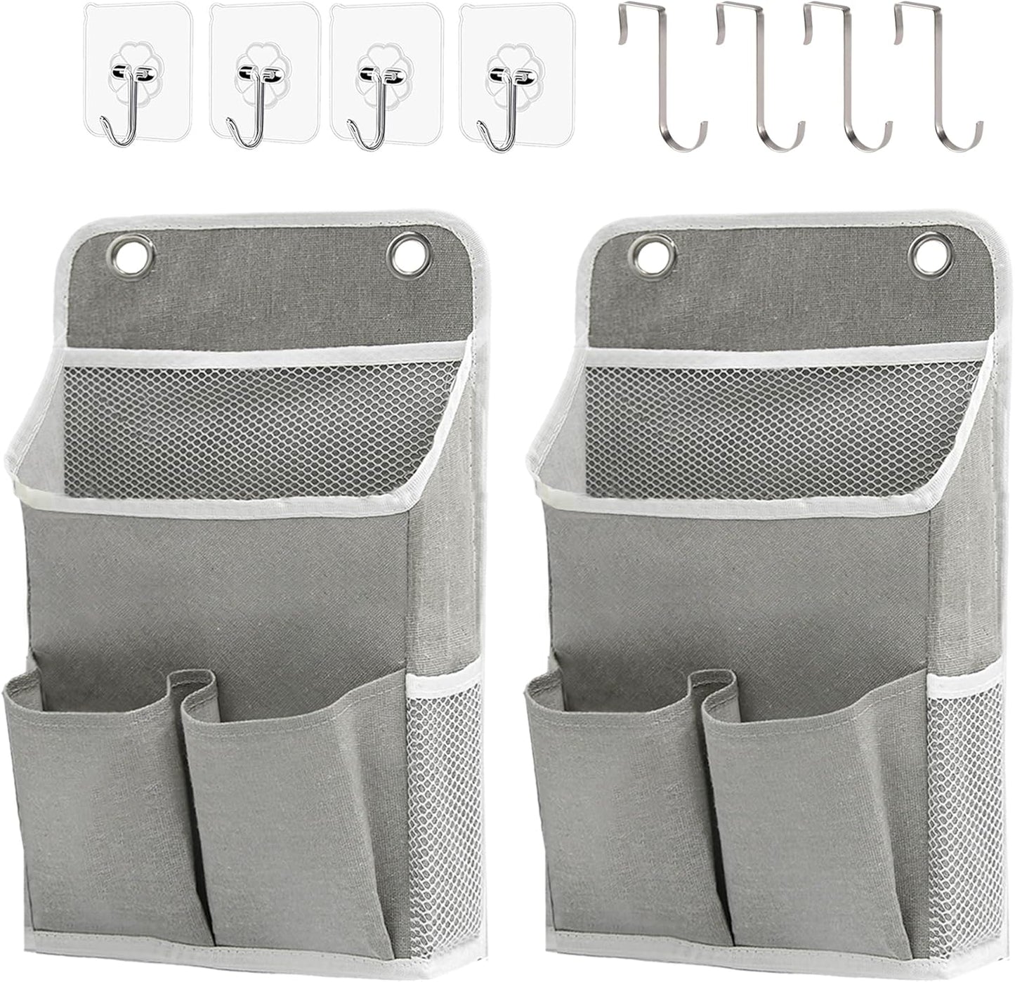 Hanging Basket for Organizing, Wall Organizer with Pockets and Over The Door Organizer，Can for Home, Closet, Office and Camper (2 Grey)