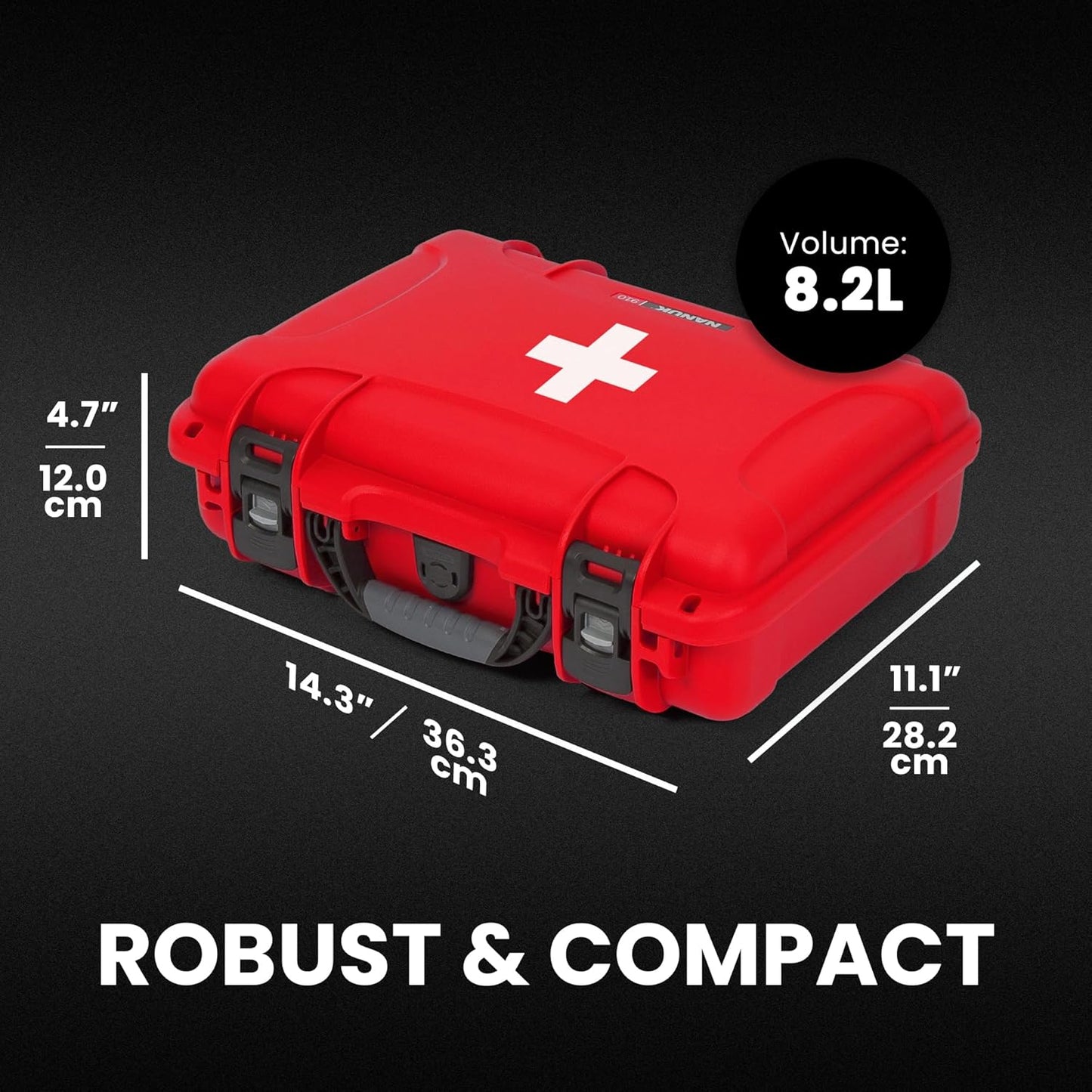 NANUK 910 Waterproof First Aid Box Empty – Durable, Medical First Aid Organizer Case, IP67-Rated, Dustproof, Impact-Resistant, and Floats (7.4" x 4.9" x 3.1") – Red