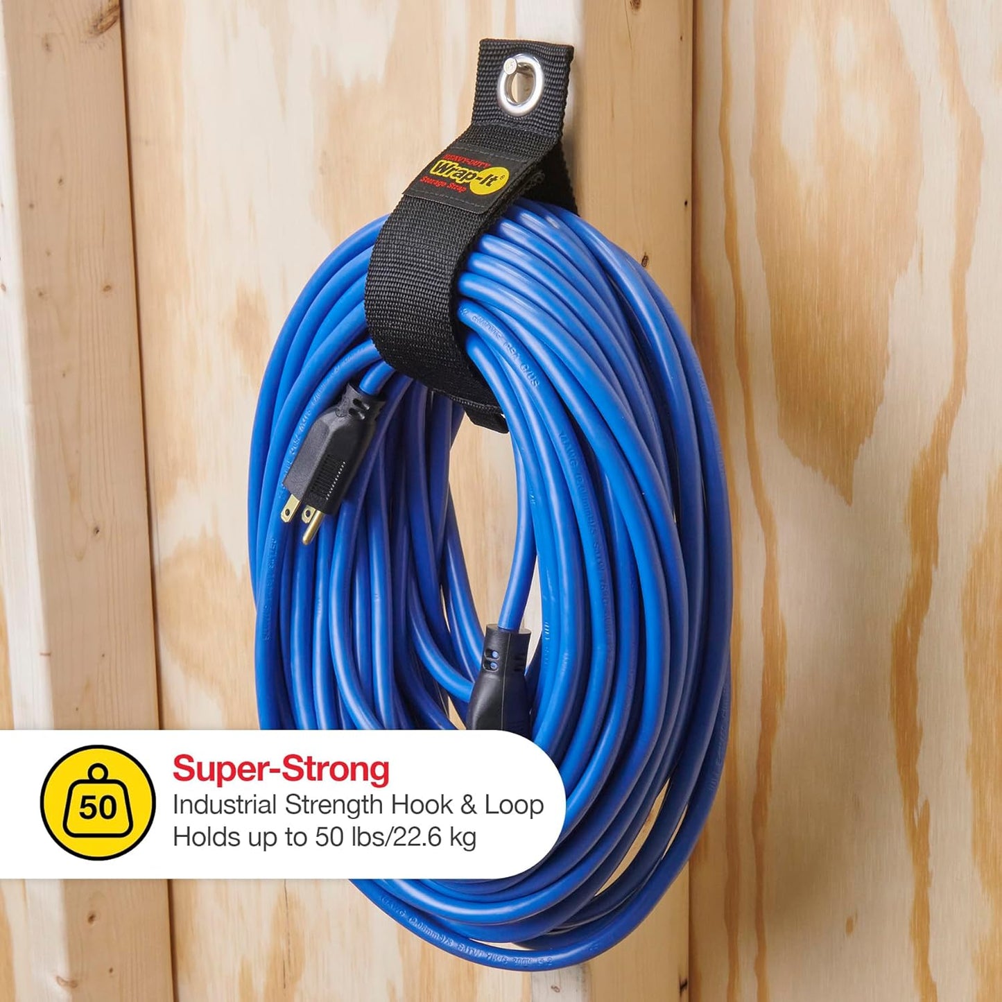 Heavy-Duty Wrap-It Storage Straps - 17" (6-Pack) Silver - Garage Organizer and Extension Cord Hanger for Storage Ideas as an Electric Cord Holder