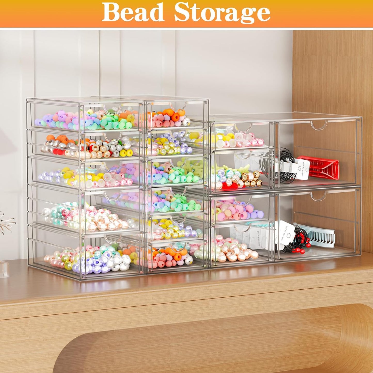Acrylic Makeup Organizer with 17 Drawers, 4 Pack Clear Bathroom Counter Organizer for Palettes, Cosmetic, and Beauty Supplies,Ideal for Vanity, Cabinet,Desk Organization