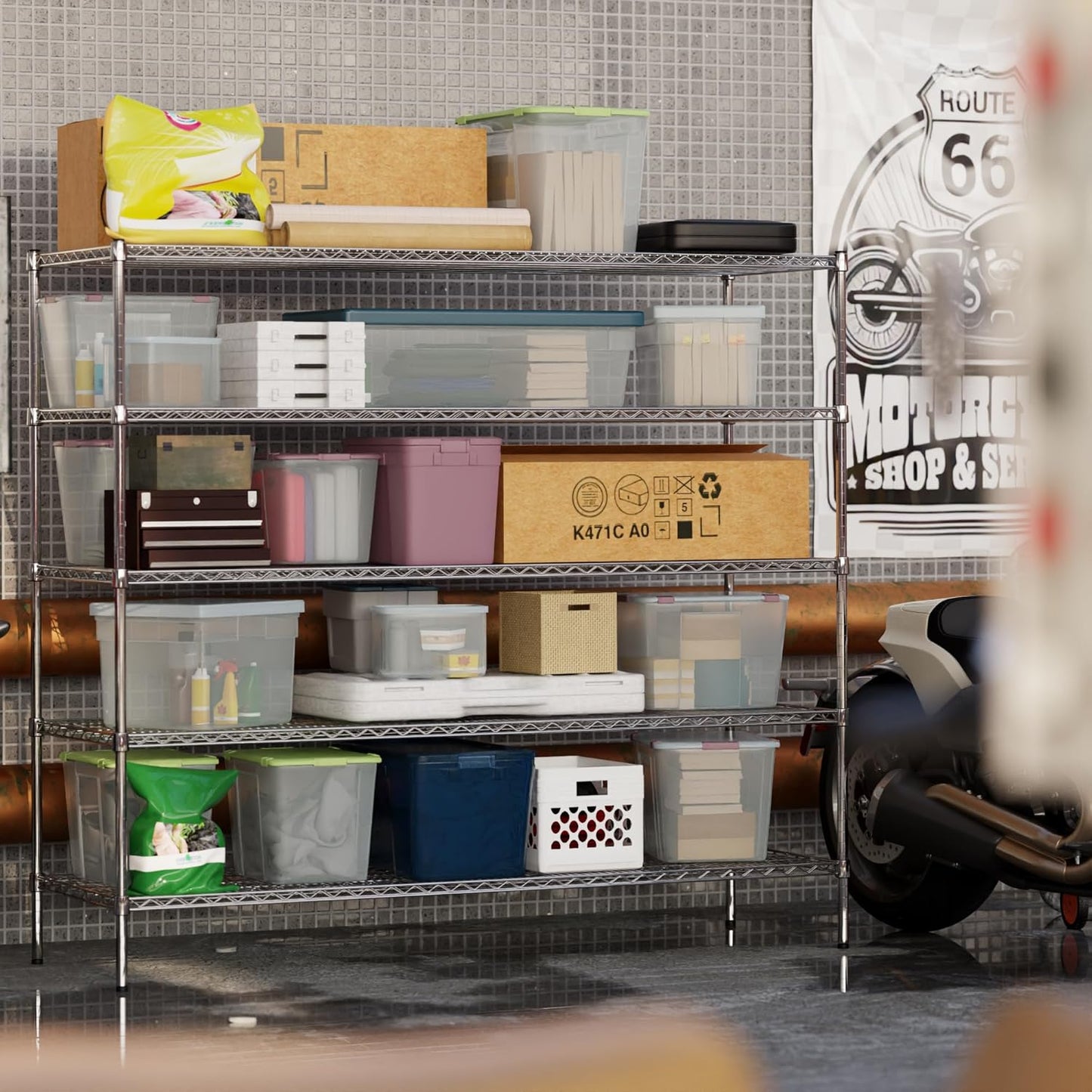 24" Deep x 72" Wide x 64" Height Wire Shelving Kit | 5-Tier | NSF Commercial Storage Rack Unit