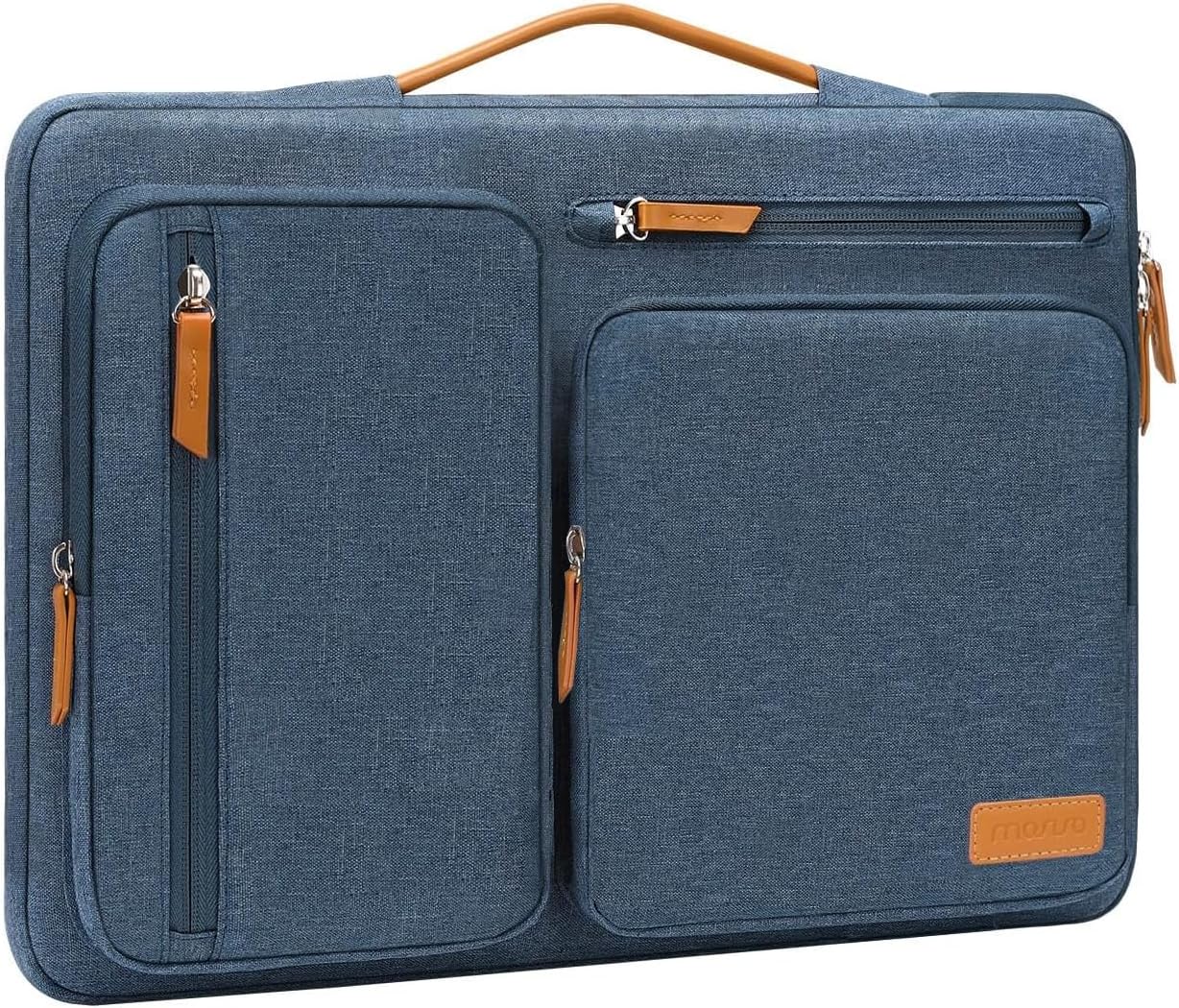 MOSISO 360 Protective Laptop Case 15 inch, 15 inch Laptop Sleeve Compatible with MacBook Air M4 M3 M2 2025 2024 2023, Dell XPS Plus, Side Open Carrying Case with 4 Zipper Pockets&Handle, Haze Blue