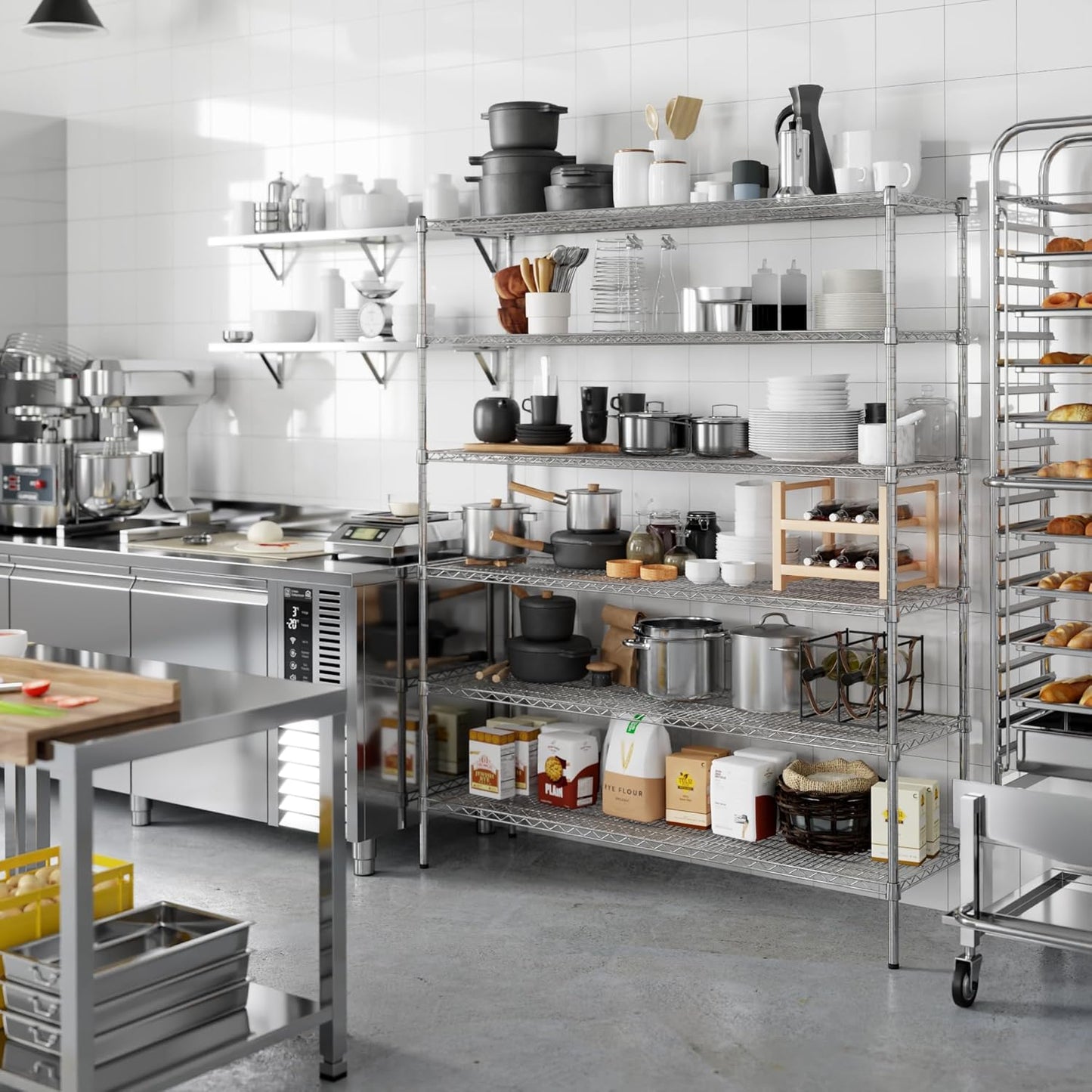 18" Deep x 60" Wide x 74" Height Wire Shelving Kit | 6-Tier | NSF Commercial Storage Rack Unit
