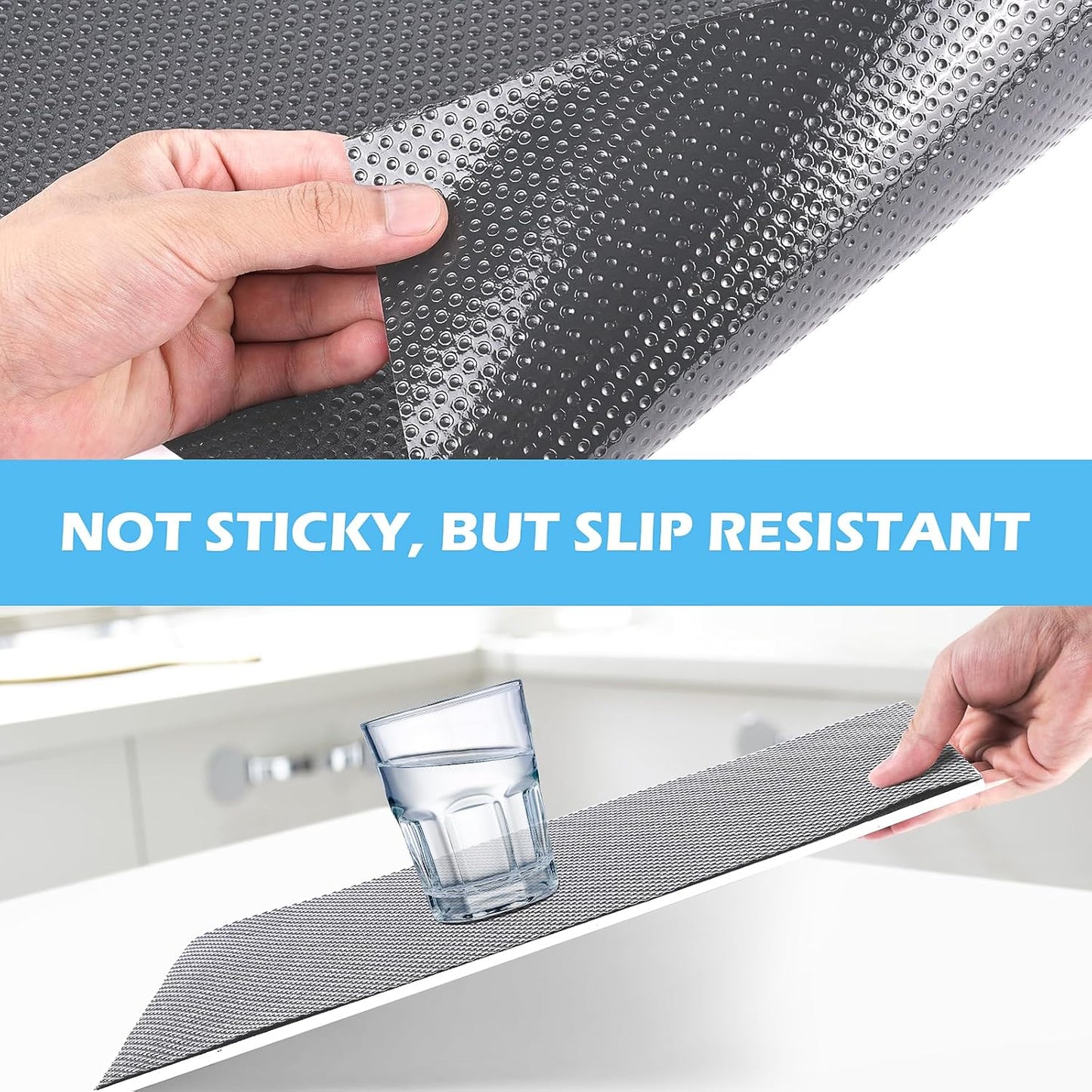 Drawer Liners, Waterproof Shelf Liner, Anti-Slip Non-Adhesive BPA Free Kitchen Cupboard Cabinet Liner Refridge Fridge Mats Sink Protector Strong Durable for Home (Grey/19.7in x 20Ft)