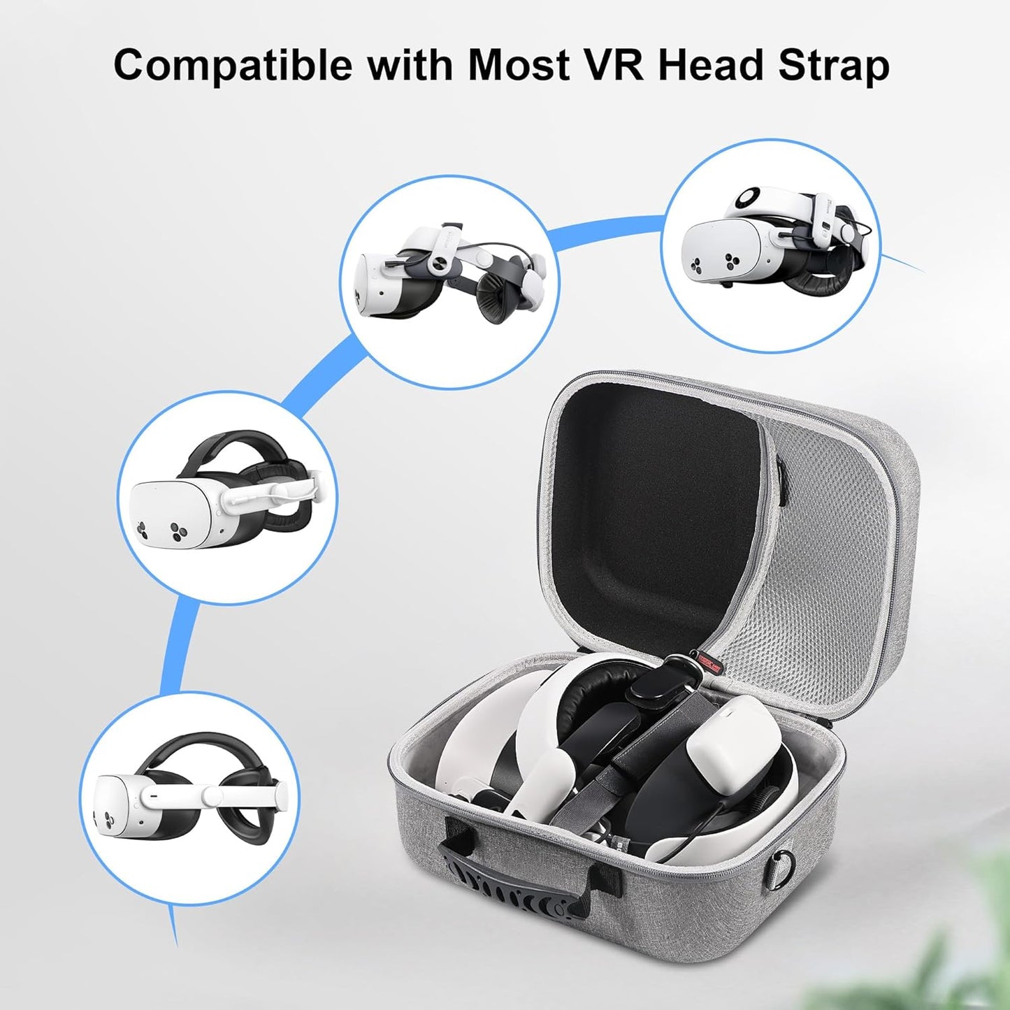 Large Carrying Case for Meta Quest 3/Quest 3S, Compatible with BOBOVR S3 Pro/Kiwi Design Battery Head Strap, Controllers & Accessories, Portable Hard Travel Case for Oculus Quest 3/3S Gray