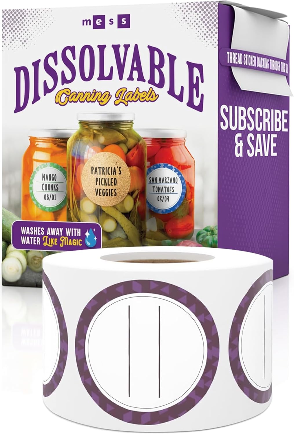 Canning Labels Dissolvable Stickers for Mason Jars and More (2" Round 200/roll) Canning Supplies Washes Off in Seconds Like Magic - Jar Labels Homemade Jam, Jelly, and More (Eggplant)