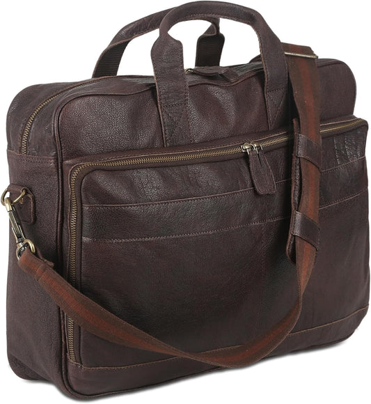 KomalC 16 Inch Leather briefcases Laptop Messenger Bags for Men and Women Best Office Satchel Bag