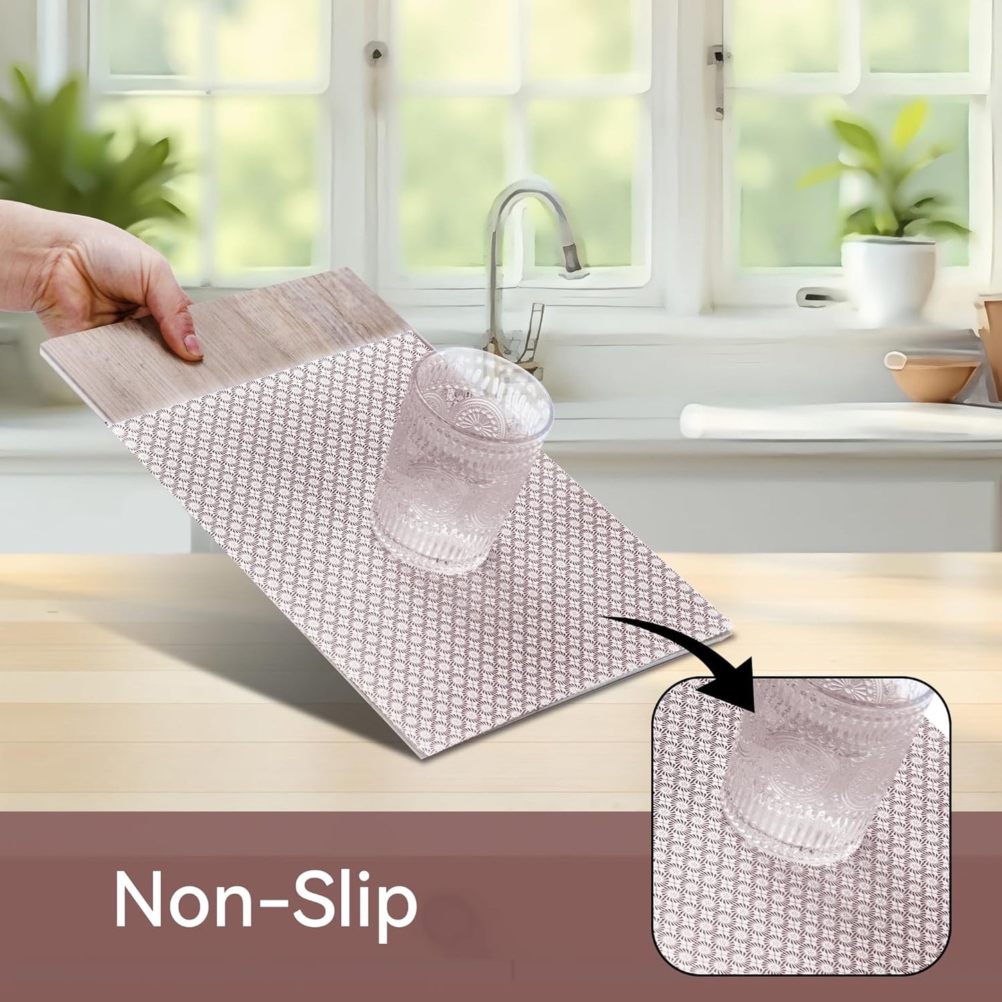 FIFTY FEET 18"x96" Non-Adhesive Shelf Liner for Kitchen Cabinets and Drawers, Washable Non-Slip PVC Cabinet Liner (Red Circle)(1 Roll)