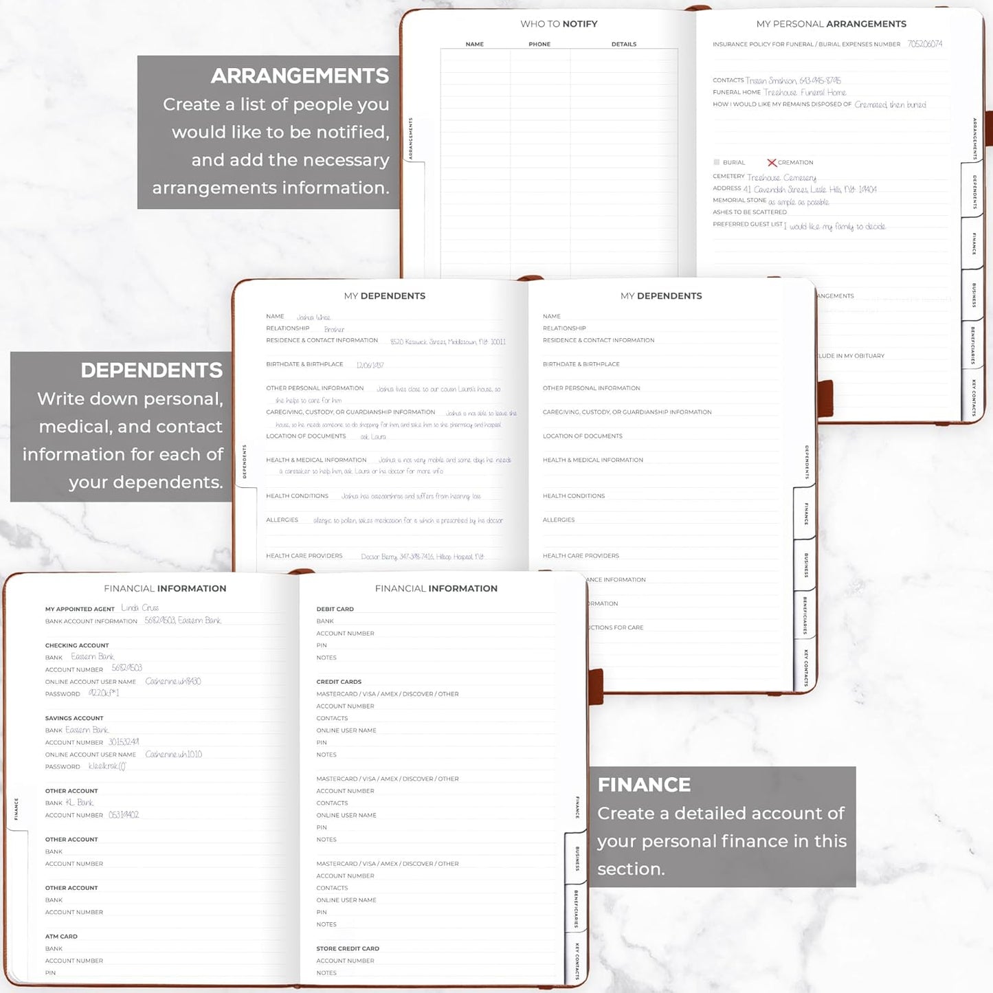 Clever Fox End of Life Planner – Final Arrangements Organizer for Beneficiary, Will Preparation, Last Wishes & Funeral Planning, A4 (Brown)