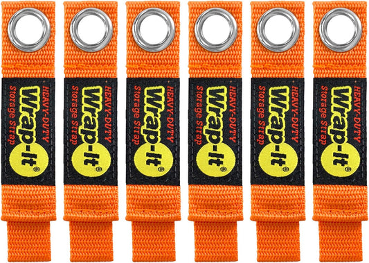 Heavy-Duty Wrap-It Storage Straps - 7-inch (6-Pack) Blaze Orange - Garage Organizer and Appliance Cord Holder for Home Storage Essentials