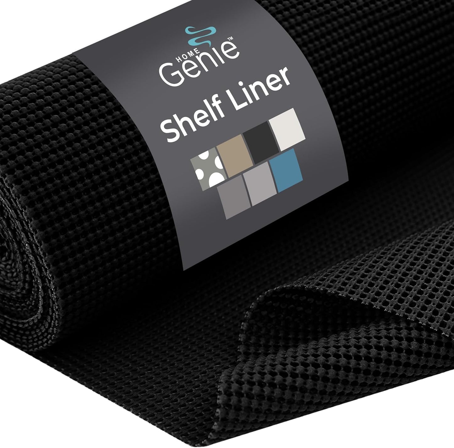 HOME GENIE Shelf Drawer and Cabinet Liner, Durable with Strong Grip, 20 in x 20 FT, Non Adhesive Liners Protect Kitchen Cabinets and Cupboard, Pantry, Bathroom Drawers and Shelves, Desks, Pitch Black