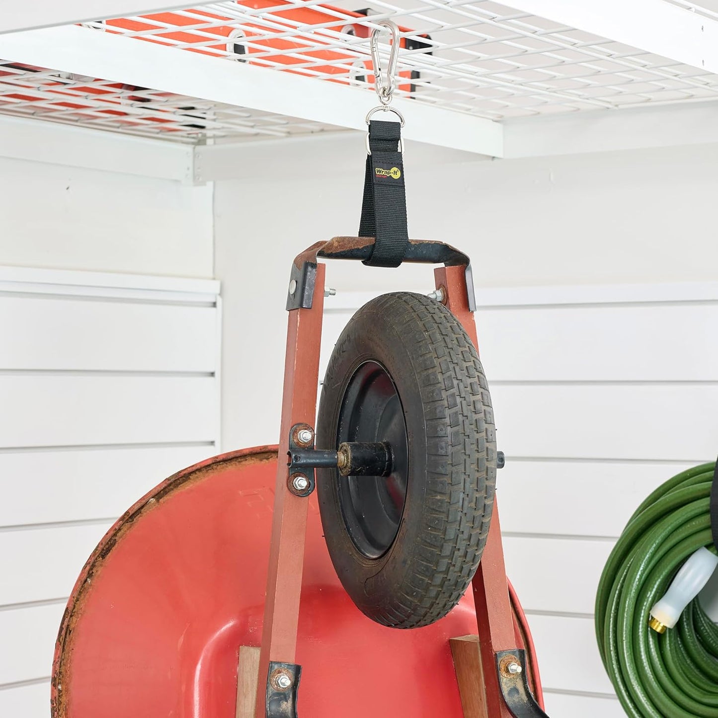 Hook 'n Hang Wrap-It Storage Straps - 24" Blaze Orange - Carabiner Straps for Cord or Garden Hose Storage (2-Pack)