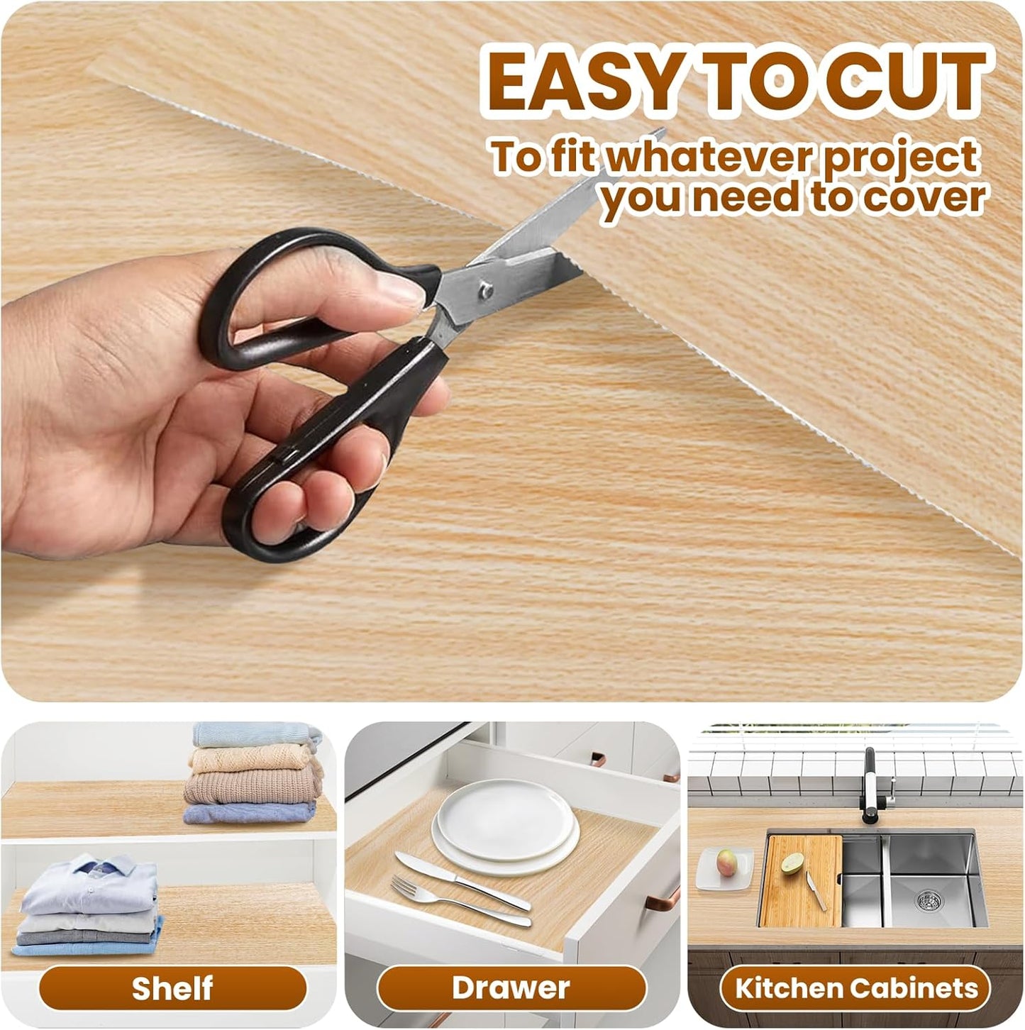 Drawer Shelf Liner for Kitchen Cabinets Non-Adhesive, Non Slip Shelf Paper Waterproof Thickened Cabinet Liners for Shelves, Strong Grip Mats for Cupboard, Dresser, Pantry, Beige, 24 in x 39.37 FT