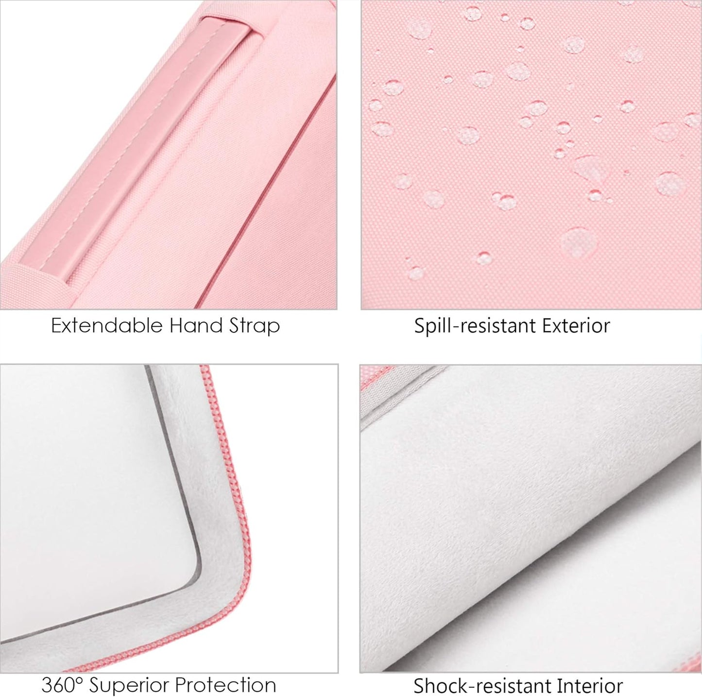 Lacdo 360° Protective 15-15.6 Inch Laptop Sleeve Case for Acer HP Lenovo Dell ASUS Laptop, Acer Aspire 15, HP Pavilion 15, Dell Inspiron 15, Lenovo IdeaPad 15, ASUS ZenBook 15 Computer Bag, Pink
