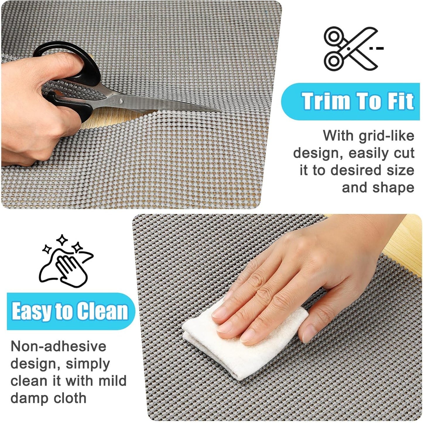 Songrey Non-Adhesive Drawer and Shelf Liner, Non Slip Cabinet Liners, Protect Kitchen Cupboard, Bathroom Drawers, Breathable, Thick Strong Grip mat (12IN x 20FT, Black)