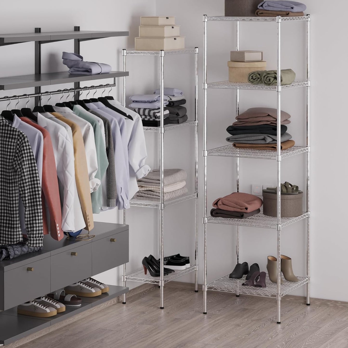 24" Deep x 24" Wide x 86" Height Wire Shelving Kit | 5-Tier | NSF Commercial Storage Rack Unit