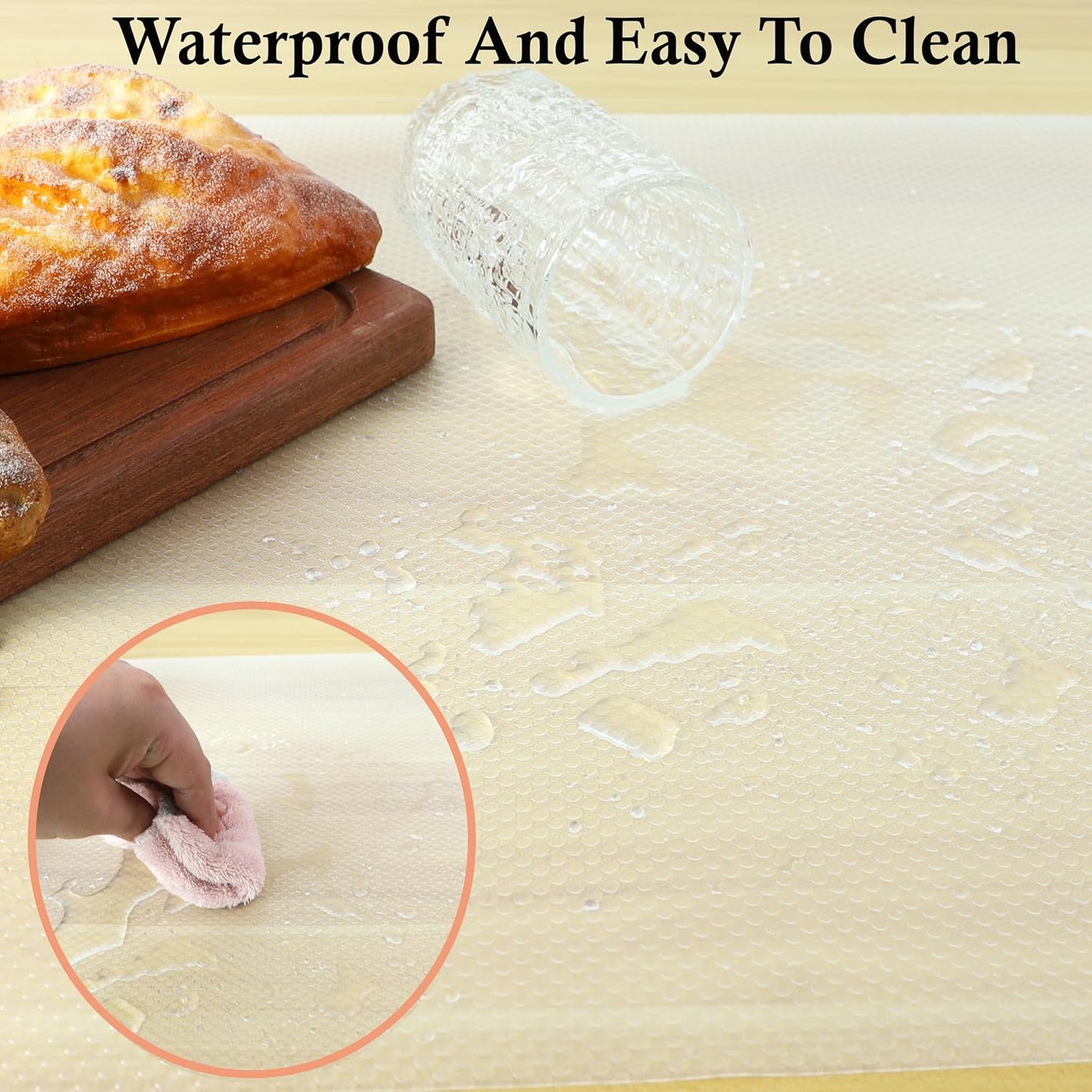 Shelf Liners for Kitchen Cabinets 10 Inch Wide X 20 Ft Non Adhesive Cabinet Drawer Liners Non Slip Waterproof Strong Grip Pantry Shelves Liners for Refrigerator Closet Cupboard Mat Bathroom Drawer
