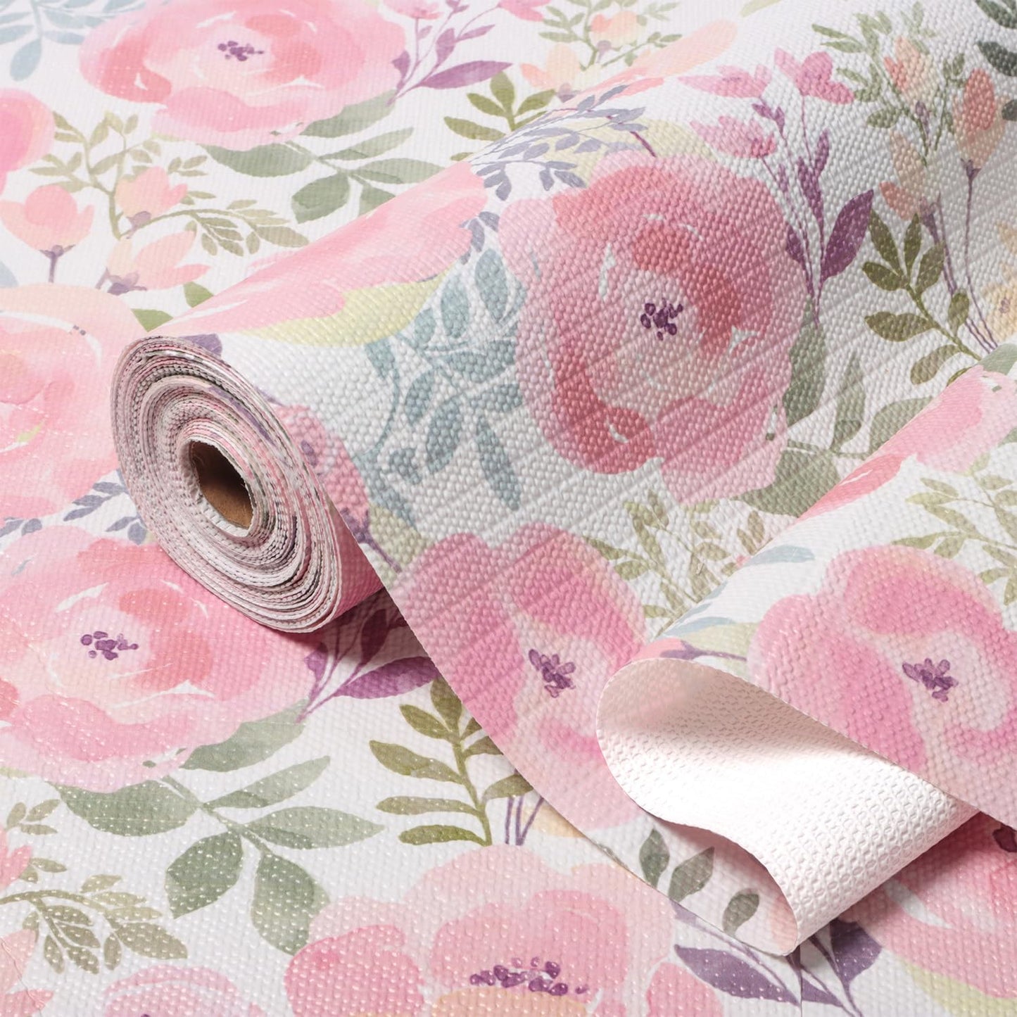Peach Peony Shelf and Drawer Liner for Kitchen,Non-Adhesive and Strong Non-Slip Floral Cabinet Drawer Liners for Kitchen Shelf, Waterproof Cupboard Liners,Easy to Clean,12IN x 10FT