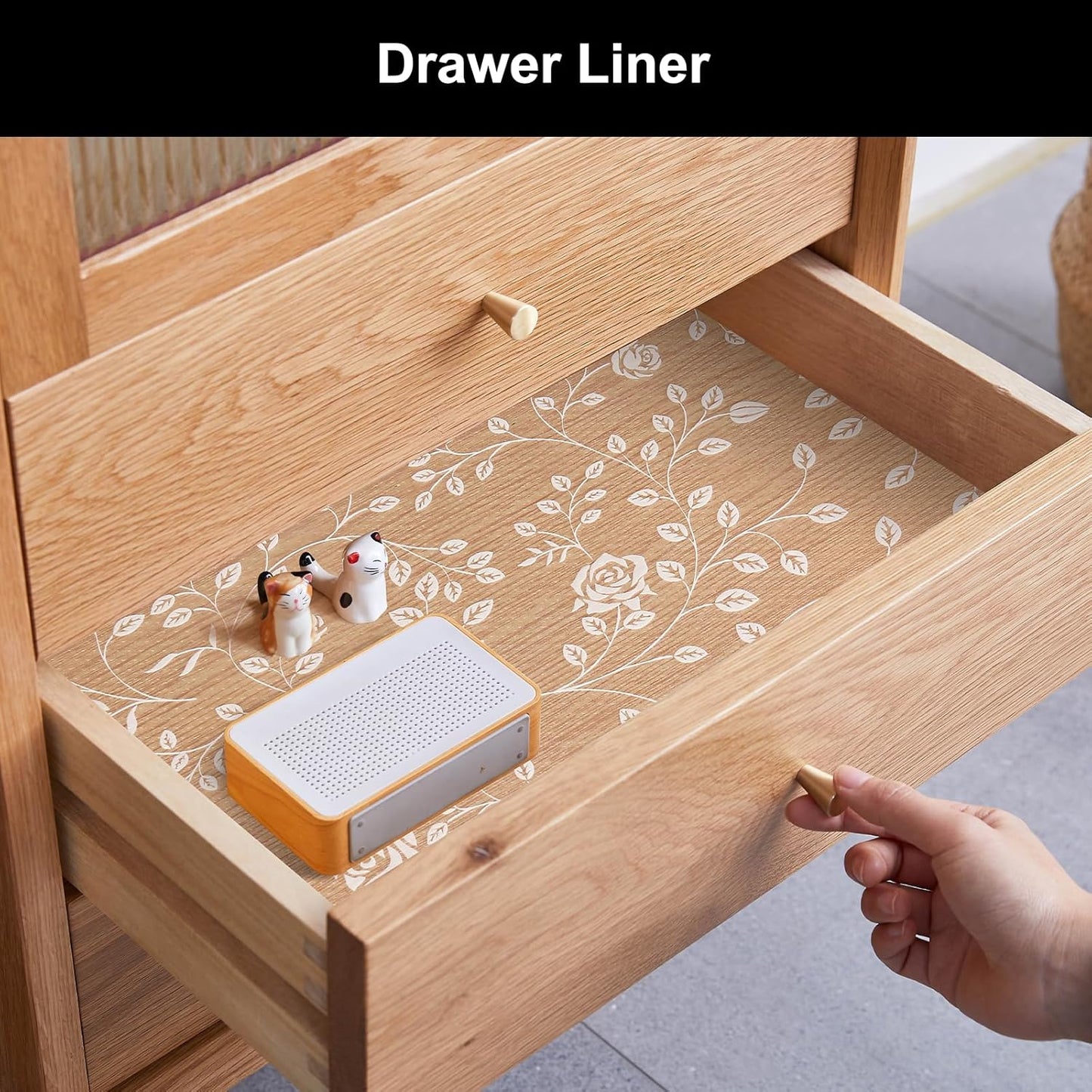 Cooyes Shelf Liner – Premium Non-Adhesive Cabinet & Drawer Liner for Kitchen – Waterproof Shelf Paper with Modern Pattern – Durable EVA Cabinet Mat – Easy to Cut （23.6" W x 118" L）