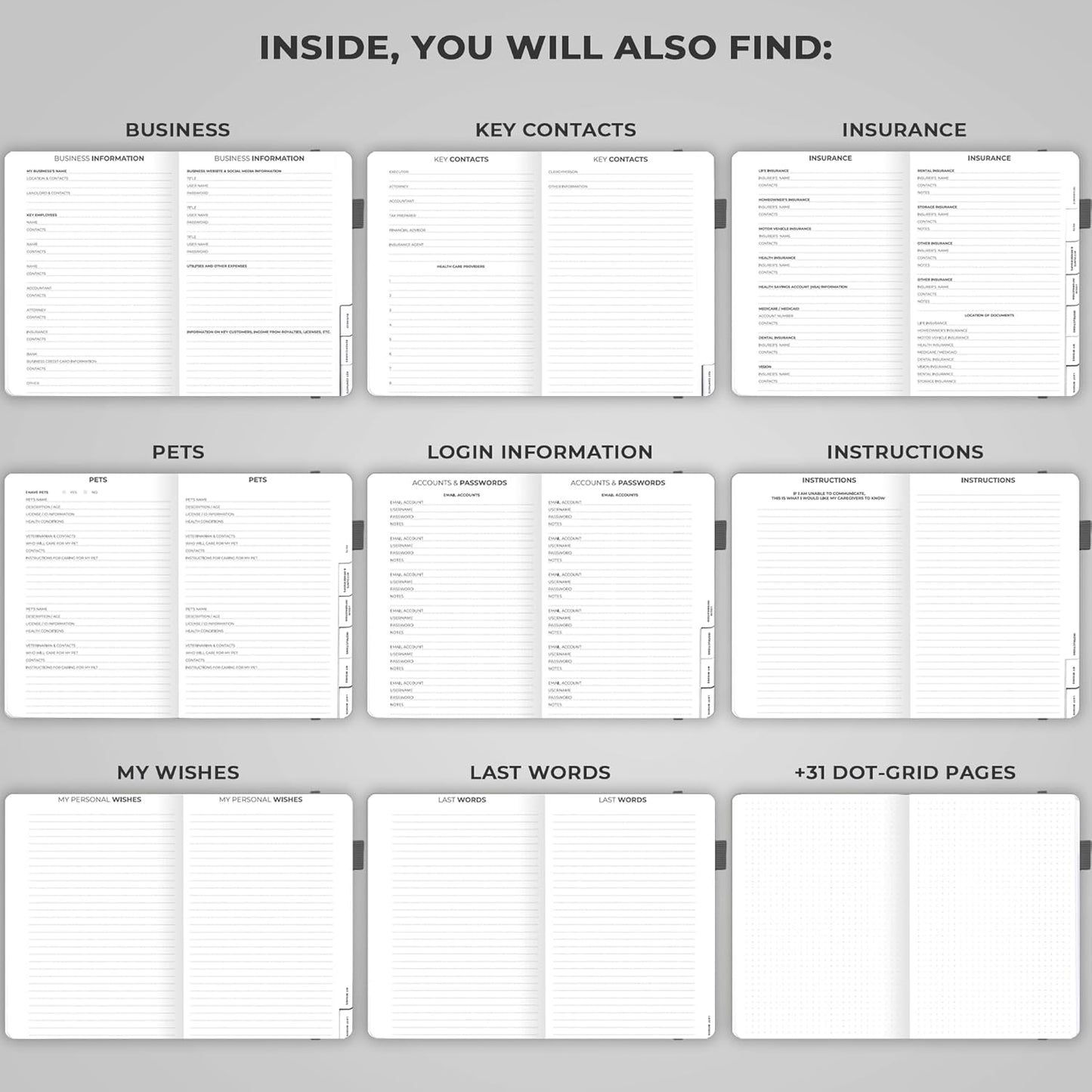 Clever Fox End of Life Planner – Final Arrangements Organizer for Beneficiary, Will Preparation, Last Wishes & Funeral Planning, A5 (Silver Black)