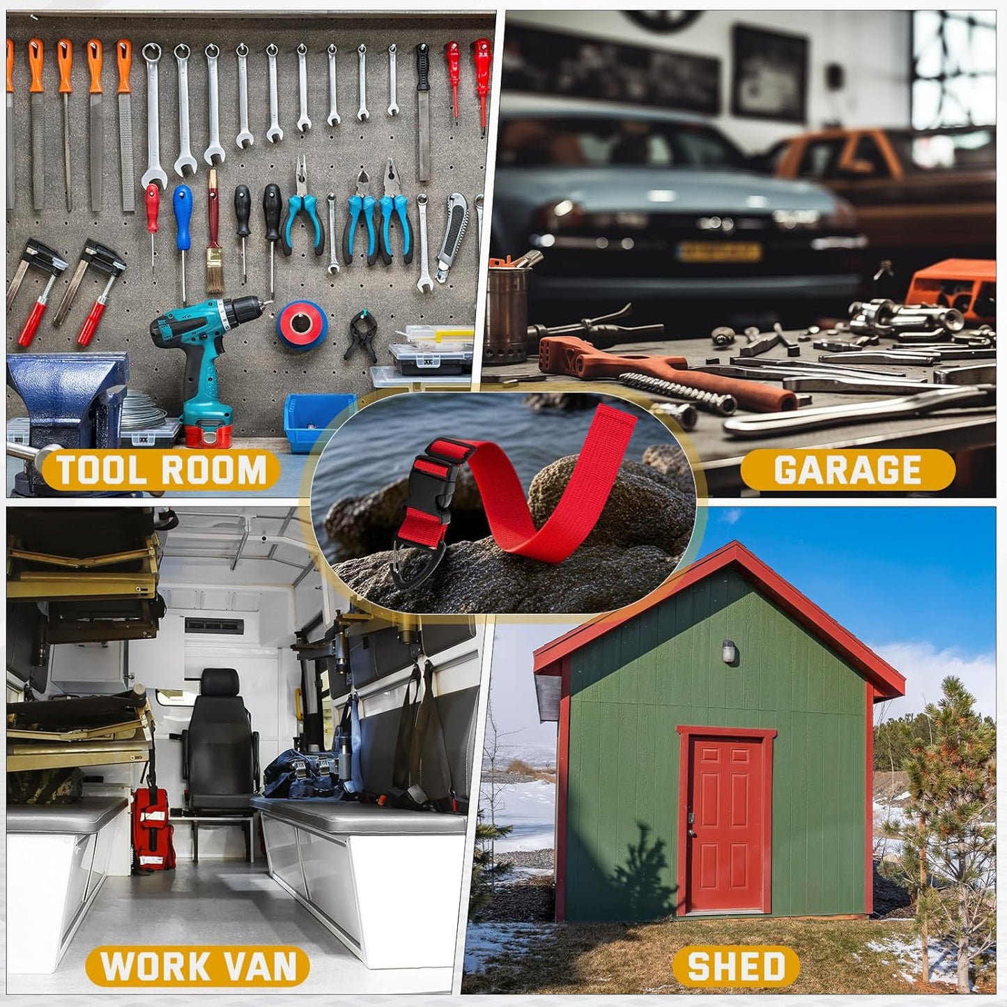 6 Pack 17 Inch Adjustable Extension Cord Holder Organizer with Triangle Clips for Garage Organization and Storage Heavy Duty Extension Cord Hanger for Men Workshop (Multicolor)
