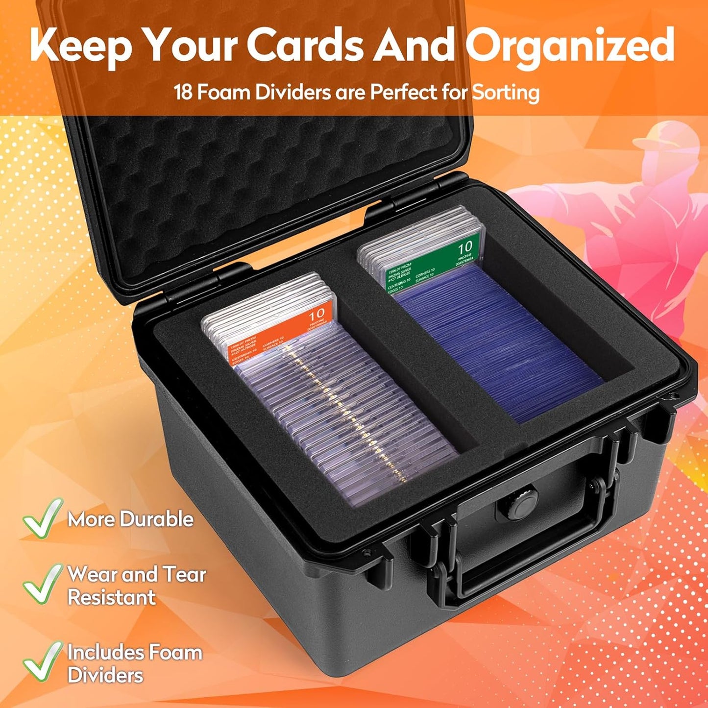 Graded Card Storage Box, Top Loaders Storage Case, Sports Trading Card Box, Cards Slab Case PSA MTG CSG SGC One Touch Magnetic Card Holder, Waterproof Carrying Collector Boxes