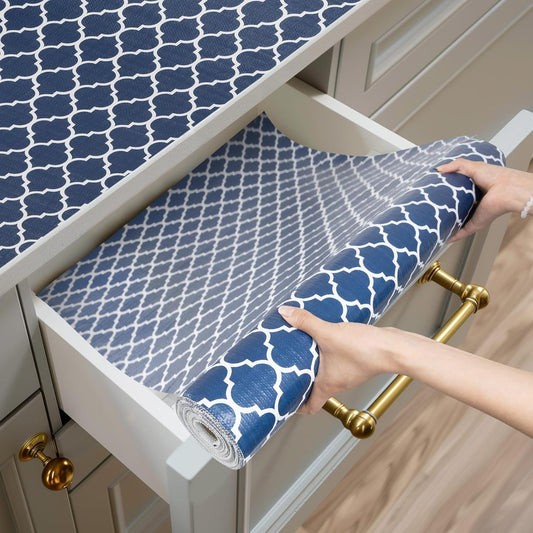 Shelf and Drawer Liner for Kitchen Cabinets Non-Adhesive, Strong Grip Non-Slip Thickened Cabinet Liners for Shelves, Waterproof Mats for Dresser Cupboard, Blue, 23 in x 30 Feet