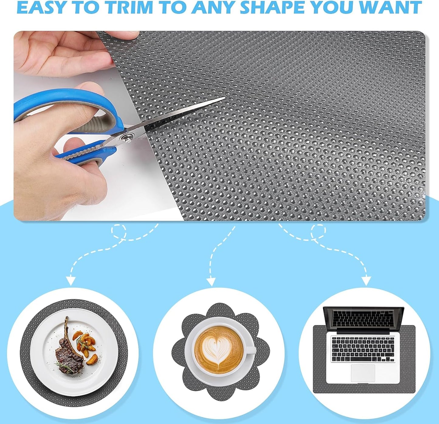 Drawer Liners, Waterproof Shelf Liner, Anti-Slip Non-Adhesive BPA Free Kitchen Cupboard Cabinet Liner Refridge Fridge Mats Sink Protector Strong Durable for Home (Grey/19.7in x 20Ft)