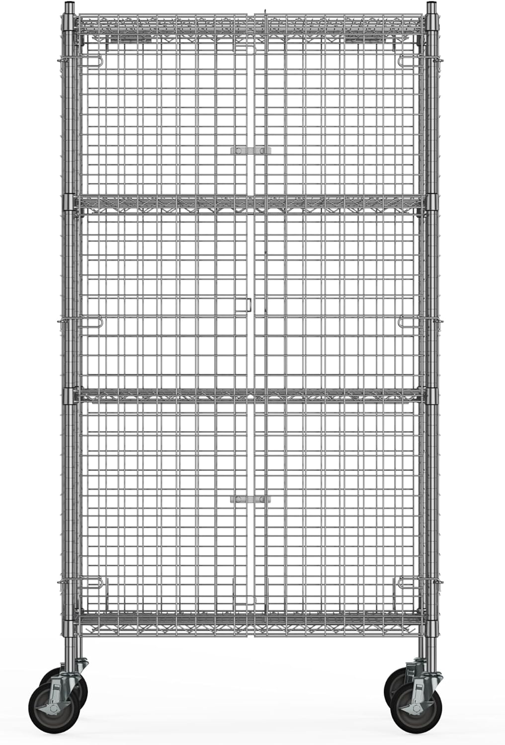24" W x 36" L x 69" H Heavy Duty Utility Commercial Grade Metal Storage NSF Unit | Chrome Mobile Security Wire Cage Kit