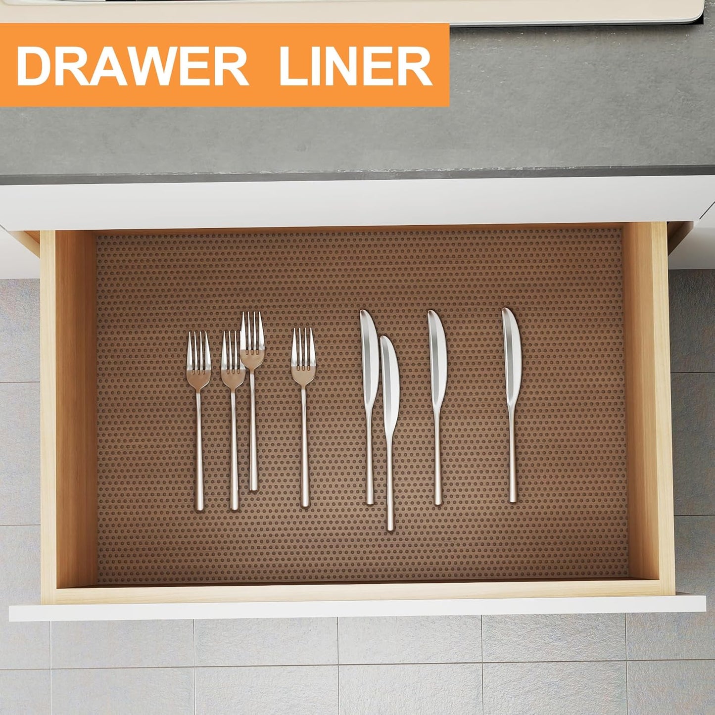 FLPMIX Kitchen Cabinet Shelf Liner: 22" x 300" Clear Waterproof Under Sink Mat - Translucent Grey Non-Adhesive Large Drawer Liner for Pantry Bathroom Cupboard