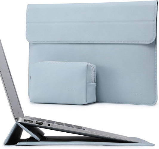 HYZUO 13 Inch Laptop Sleeve Case with Stand for 2025-2018 MacBook Air 13 M4 M3 M2 M1, 2025-2016 MacBook Pro 13 M2 M1, 13" iPad Pro/Air, Surface Pro 11/10/9, XPS 13, with Pouch, Pale Blue
