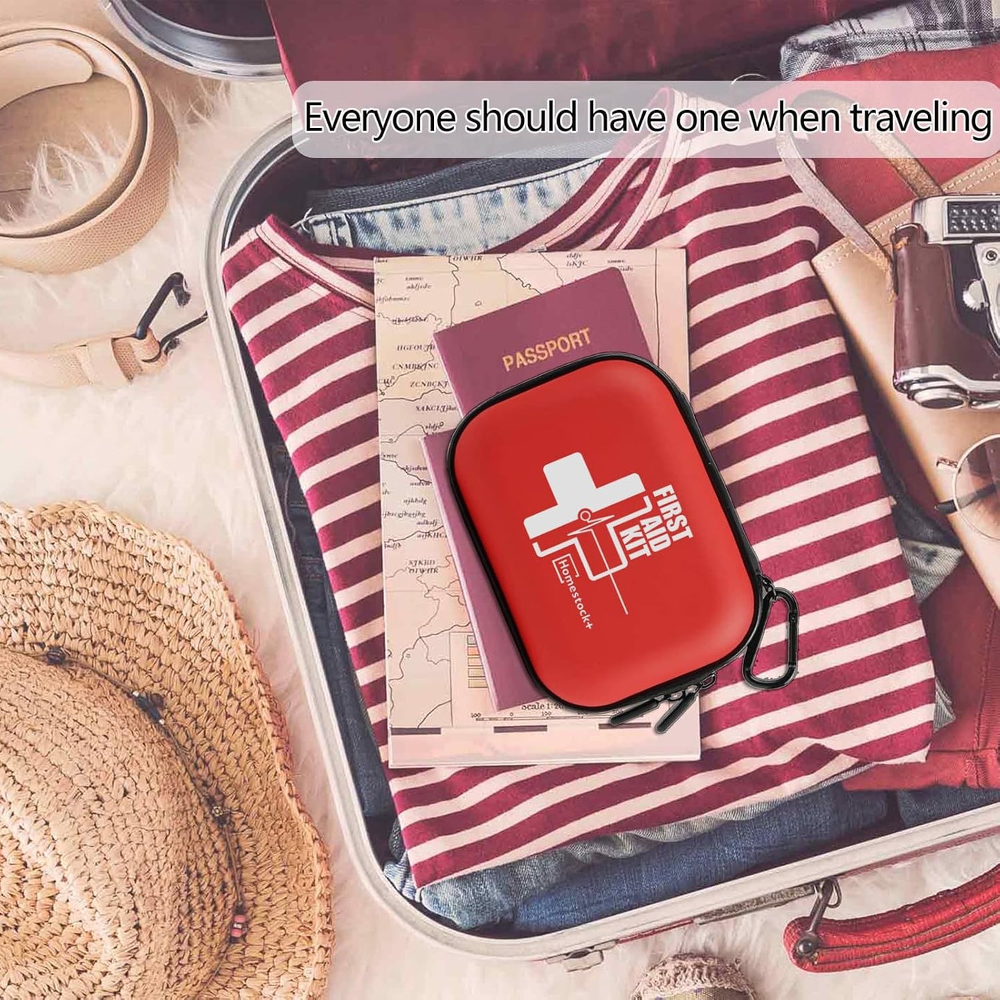 Portable Mini First Aid Kit Compact Medical Kits with Compartments, Waterproof Small EVA Case for Car, Home, Outdoors, Sports, Camping, Hiking and Office
