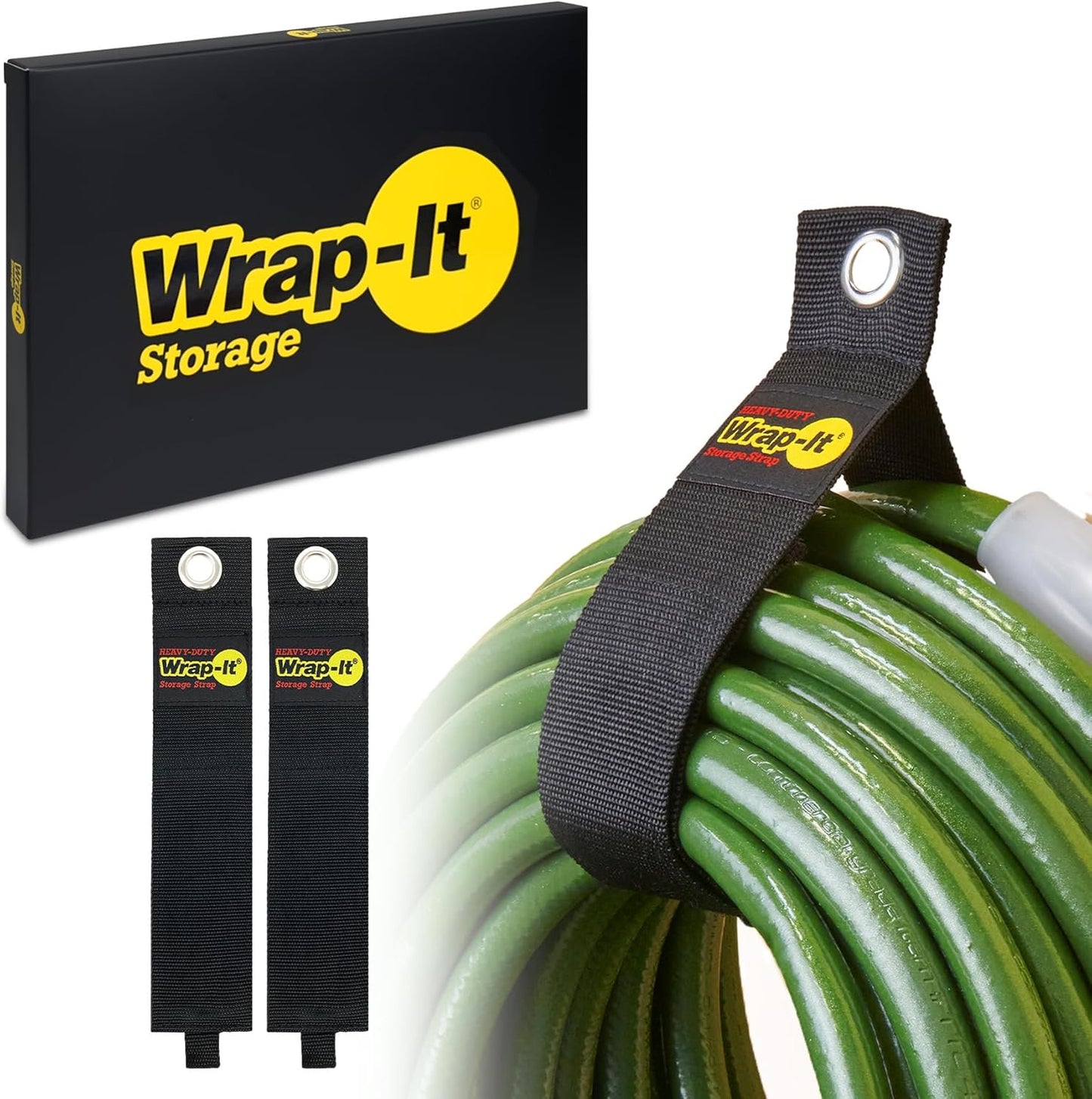 Heavy-Duty Wrap-It Storage Straps, 28-inch (2 Pack) - Hook and Loop Garden Hose Hanger, Pool Cord Storage Organizer for Cords, Tow Rope, Building Materials, RV and Garage Organization