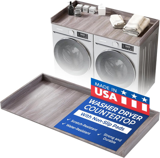 OfficeSimpli Washer Dryer Countertop, Made in USA, Non-Slip Pads, Easy Clean, Laundry Room Essentials and Decor, Washer Dryer Wood Top for Organization (Iconic Maple, Standard (27.5" x 54"))