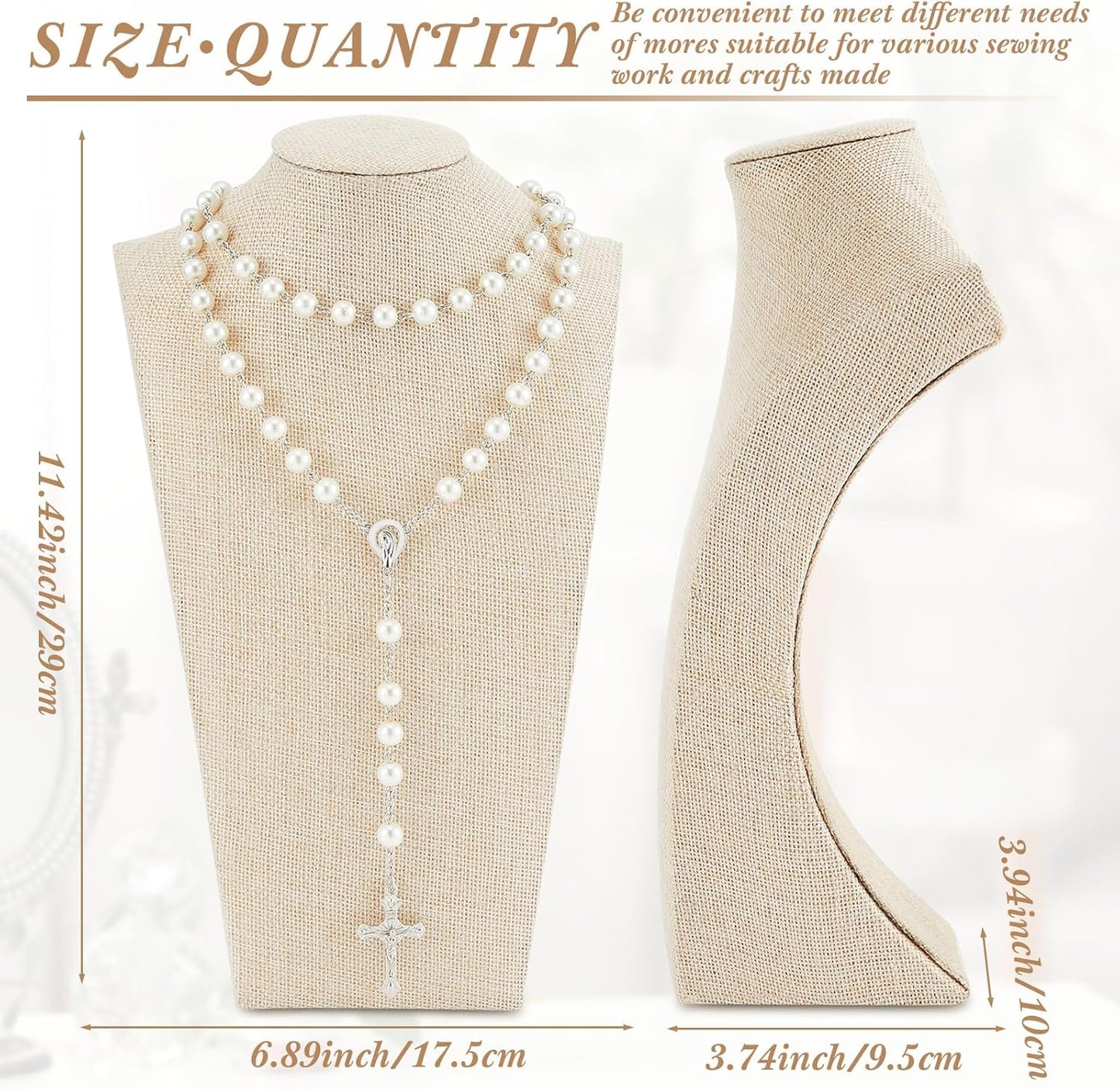 Kigley 6 Pcs Linen Necklace Display Bust Jewelry Holder Necklace Retail Mannequin Display Stand for Jewelry Selling Vendors Shows (11.4 x 6.9 Inch)