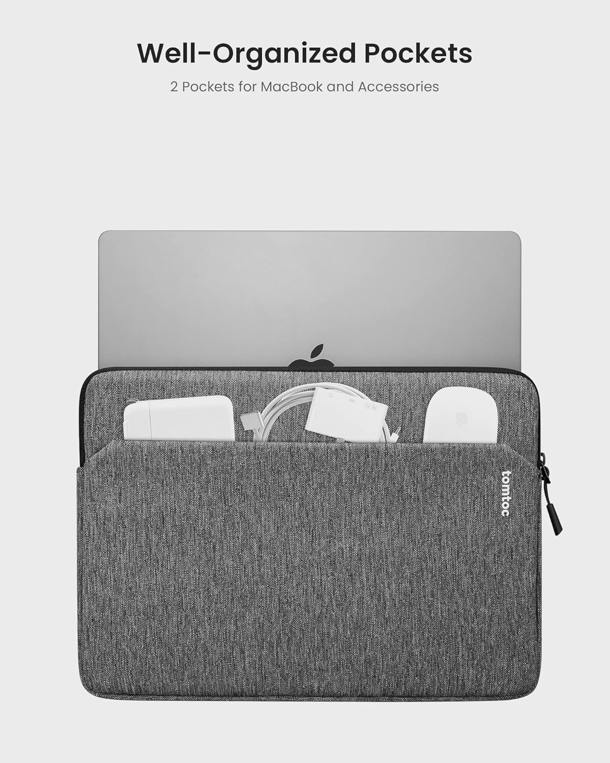 tomtoc Slim Laptop Sleeve Case for 13-inch New MacBook Air M4/A3420 M3/A3113 M2/A2681, M1/A2337 2025-2018, MacBook Pro M2/M1, Water-Resistant Protective Carrying Case with Accessories Pocket