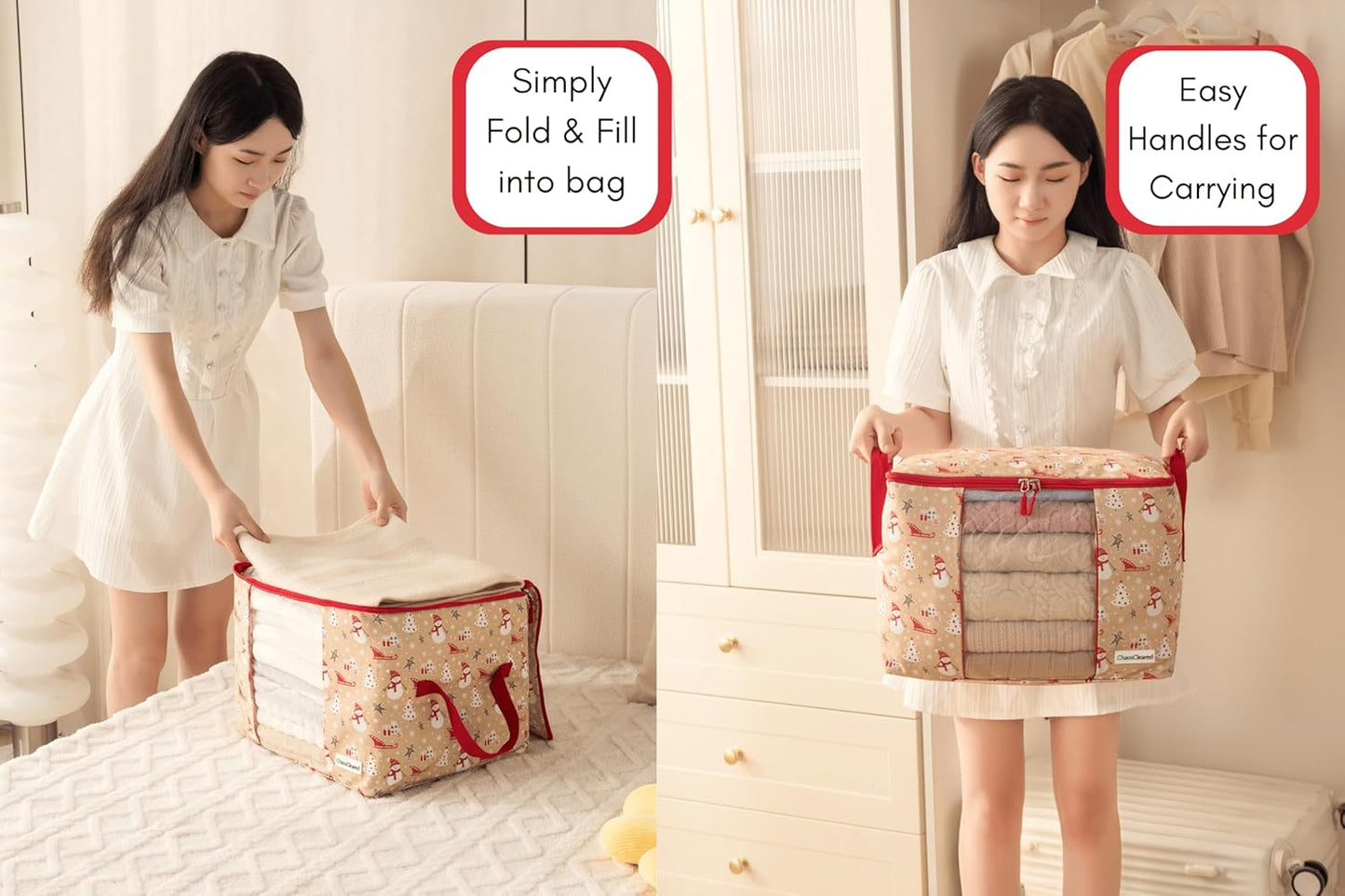 Canvas Storage Bags 2 Pack (Snowman Bag 2 Pack)