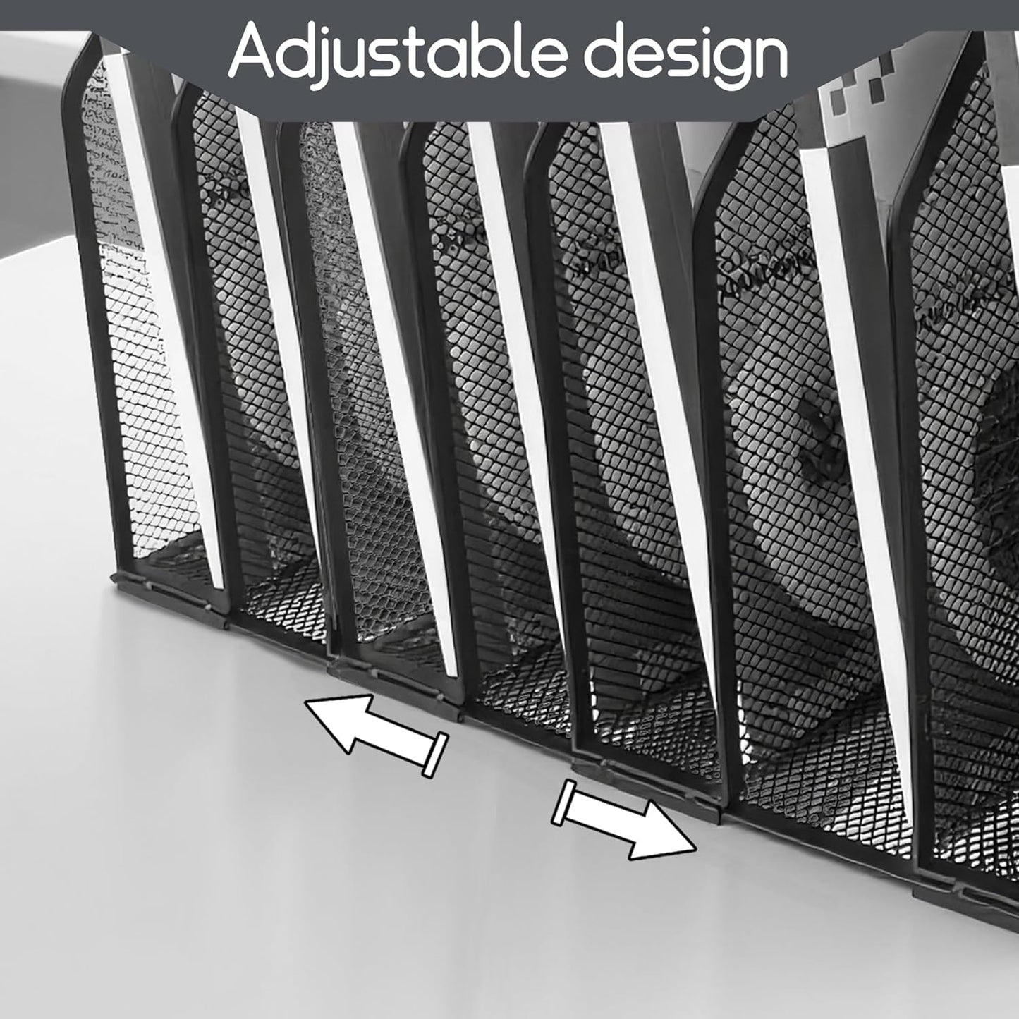 Adjustable Desk File Organizer,Detachable Office Folder Organizer,Compact Vertical Desk File Holder,Wrought Iron Paint,Suitable for Home, School, Office Classrooms (Black - 7 grids)