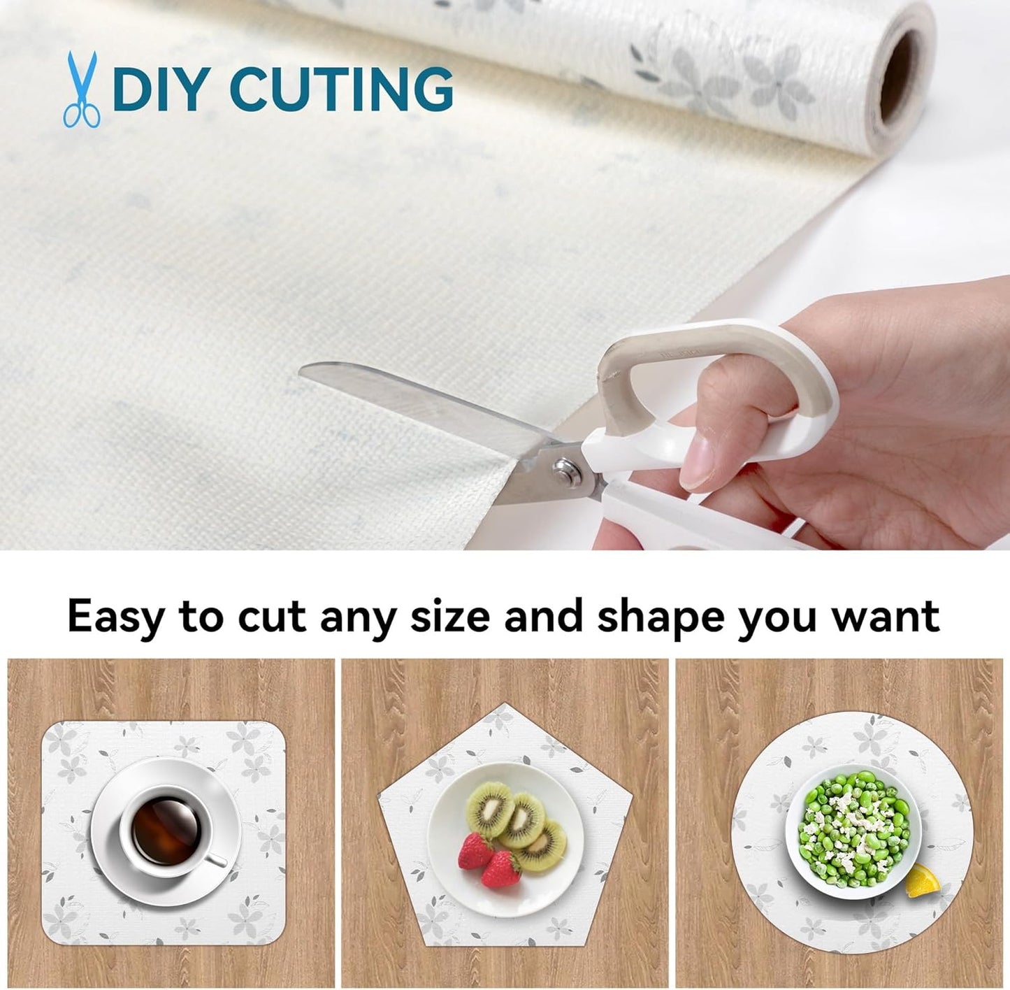 12 Inch x 240 Inch Floral Drawer and Shelf Liner for Cabinets, Non-Adhesive Strong Grip Non-Slip Flower Shelf Cabinet Kitchen Shelf Liners for Kitchen Cabinets
