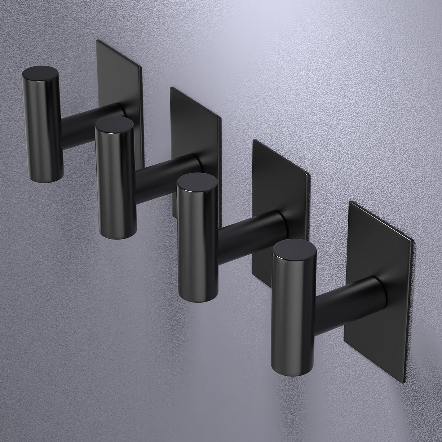 VAEHOLD Wall Towel Hooks, Heavy Duty Sticky Holder Waterproof Towel Hooks for Hanging Coat, Clothes, Closet Hook Wall Mount for Kitchen (Black, 4 Pack)