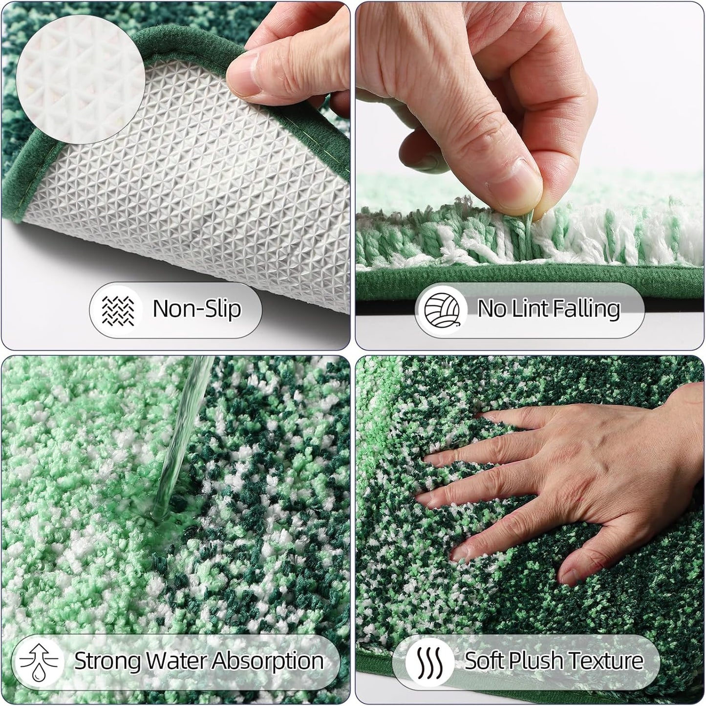 iMucci Bathroom Accessories Dark Green Bathroom Sets with Shower Curtain and Rug,Shower Curtain Set,Bath Rugs Home Decor