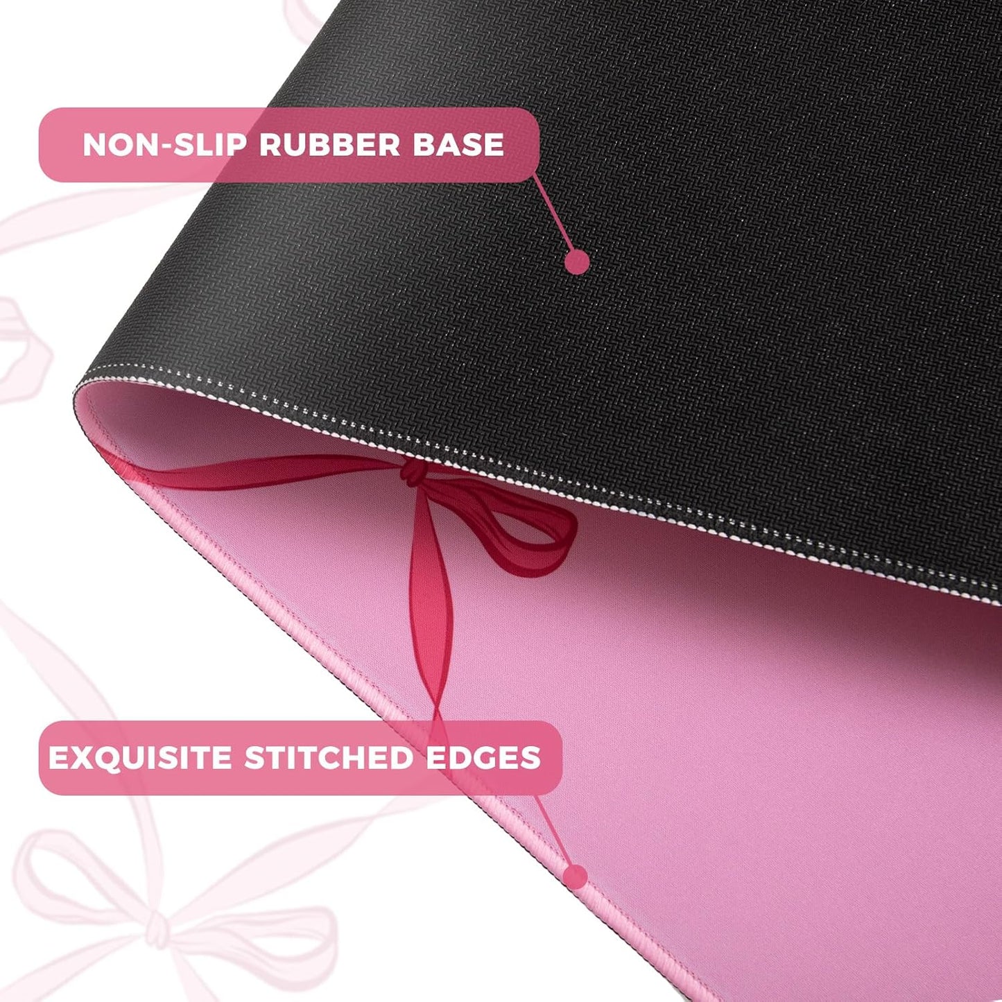 iCasso Desk Mat for Keyboard and Mouse, Large Mouse Pad for Desk, Desk Matt for Desktop, Desk Pad Mat, Anti-Slip Big Mousepad with Stitched Edges for Computer(Woven Bow)