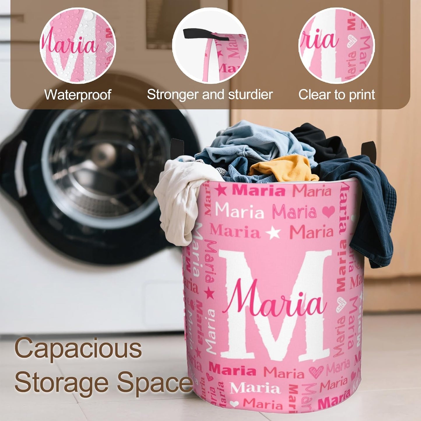 Custom Name Laundry Hamper, Personalized Laundry Baskets with Name for Boys Girls Women Men, Customized Collapsible Dirty Clothes Hamper Easy Storage Gifts for Bedroom Bathroom Living Room