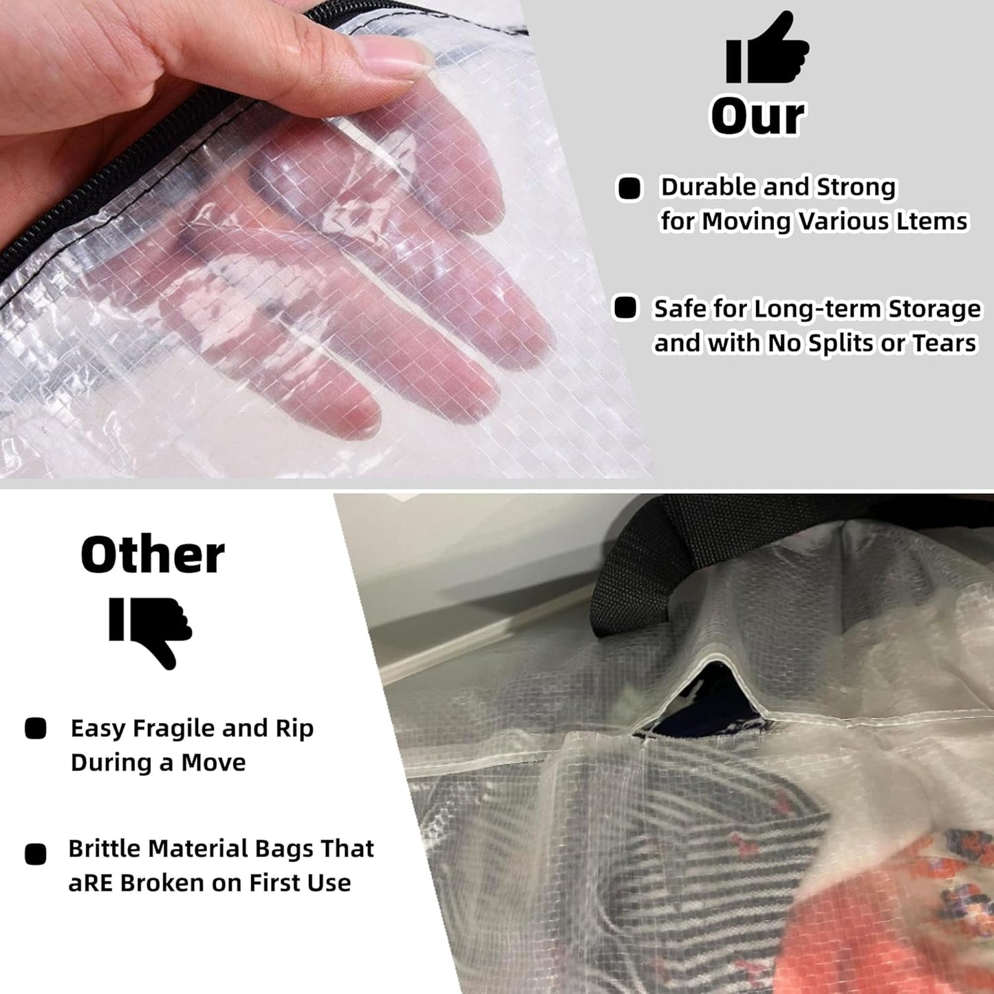9 Pack Clear Storage Bags with Zipper and Handles, Blanket Bags For Closet Storage, Moving and Packing Supplies for College, Underbed Storage Organizer for Clothes Pillow Bedding Christmas Wreath