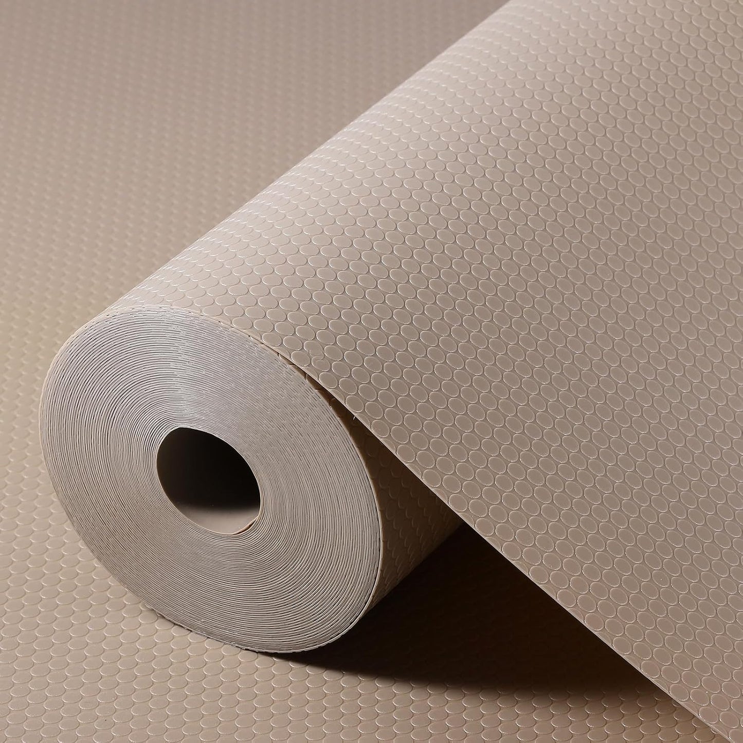 Beige Shelf Liners for Kitchen Cabinets Non Adhesive Drawer Liner for Bathroom Waterproof Refrigerator Liners for Shelves Fridge Plastic Mats Cabinet Cupboard Liner 11.8 x 393.7 Inches