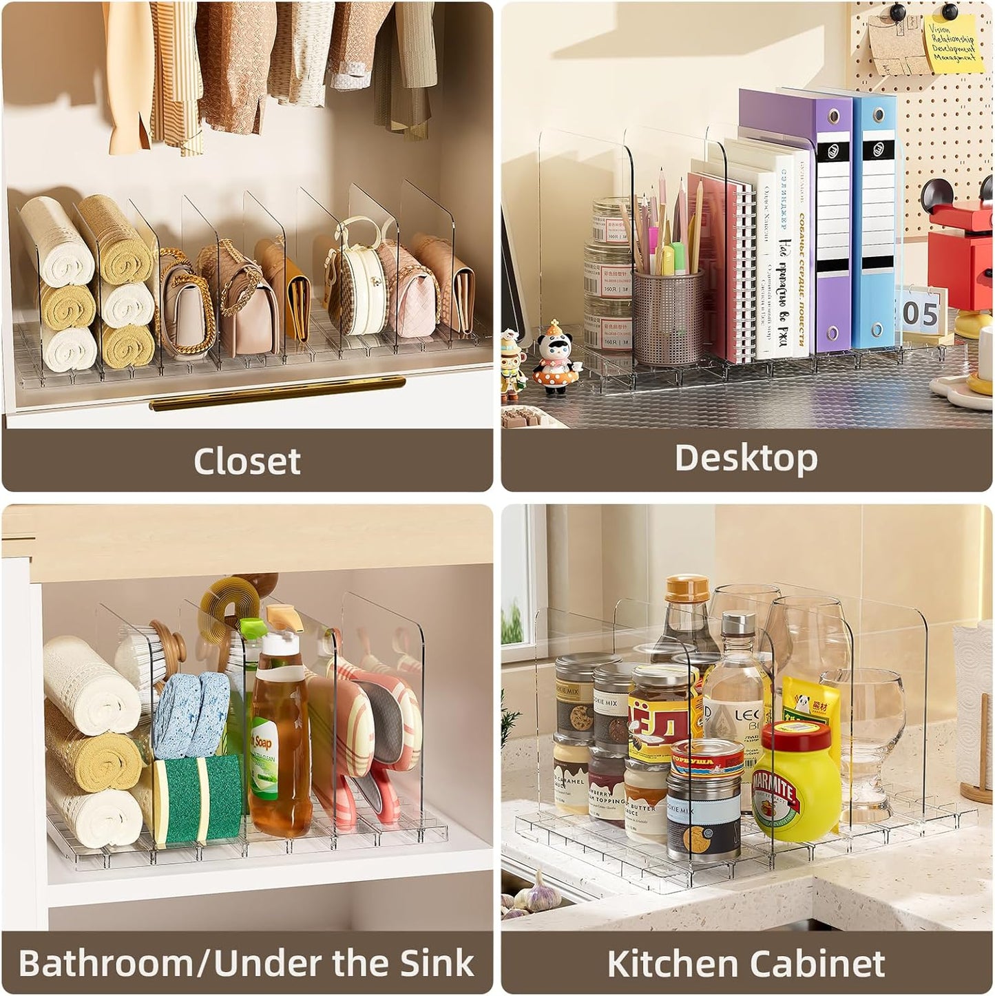 Bag & Purse Organizer for Closet Stackable Acrylic Shelf Dividers for Closet Organization, Clear Handbag Purse Storage Organizer Divider, Keep Clutch, Wallet, Pocketbook Upright, 1 Pack