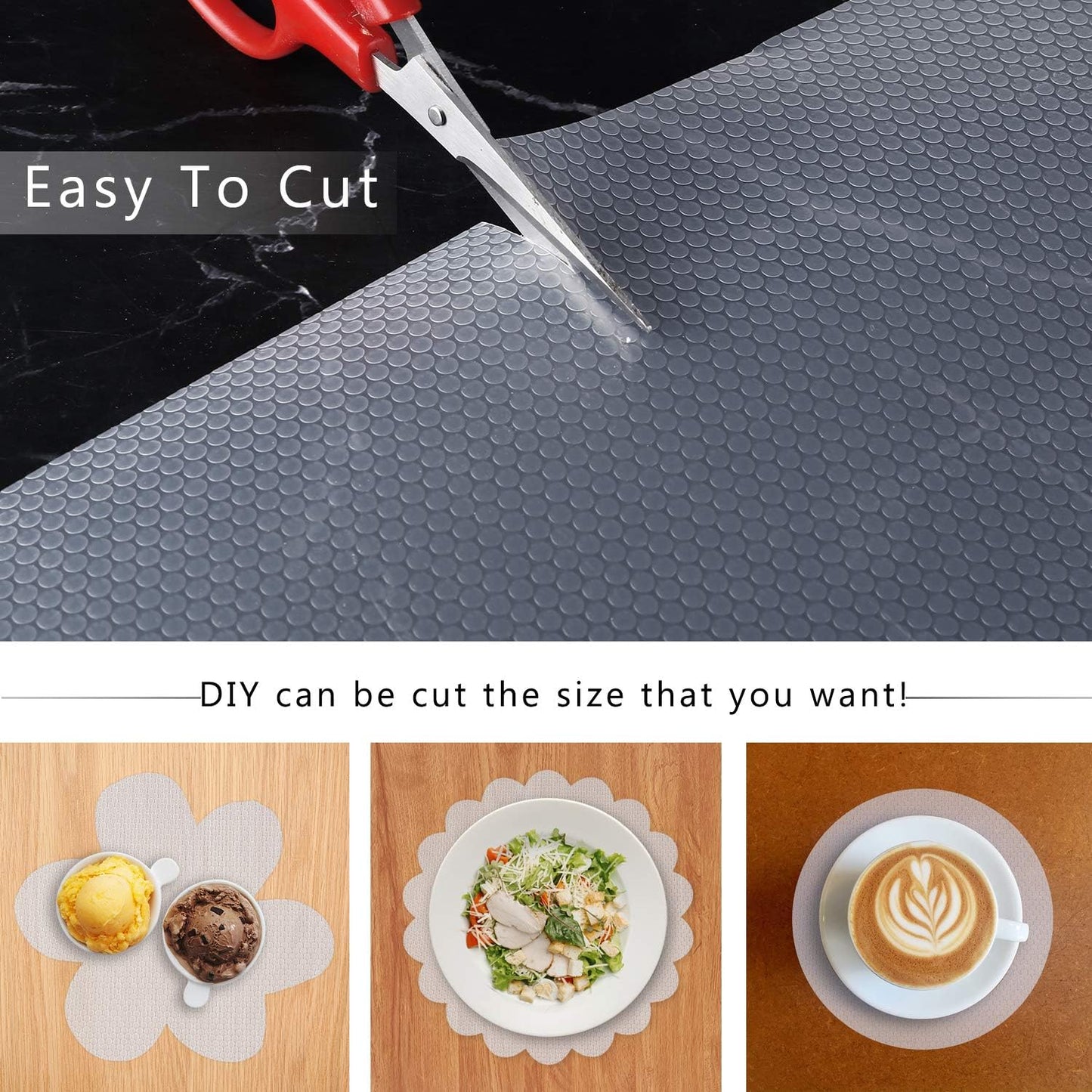 HooTown Refrigerator, Fridge, Freezer Shelf Liner and Drawer Mats 17.5 Inch Wide x 6.5 Feet Long, Non Slip EVA Plastic Washable Waterproof Pads for Kitchen Cabinet, Pantry Closet, Cupboard, Clear