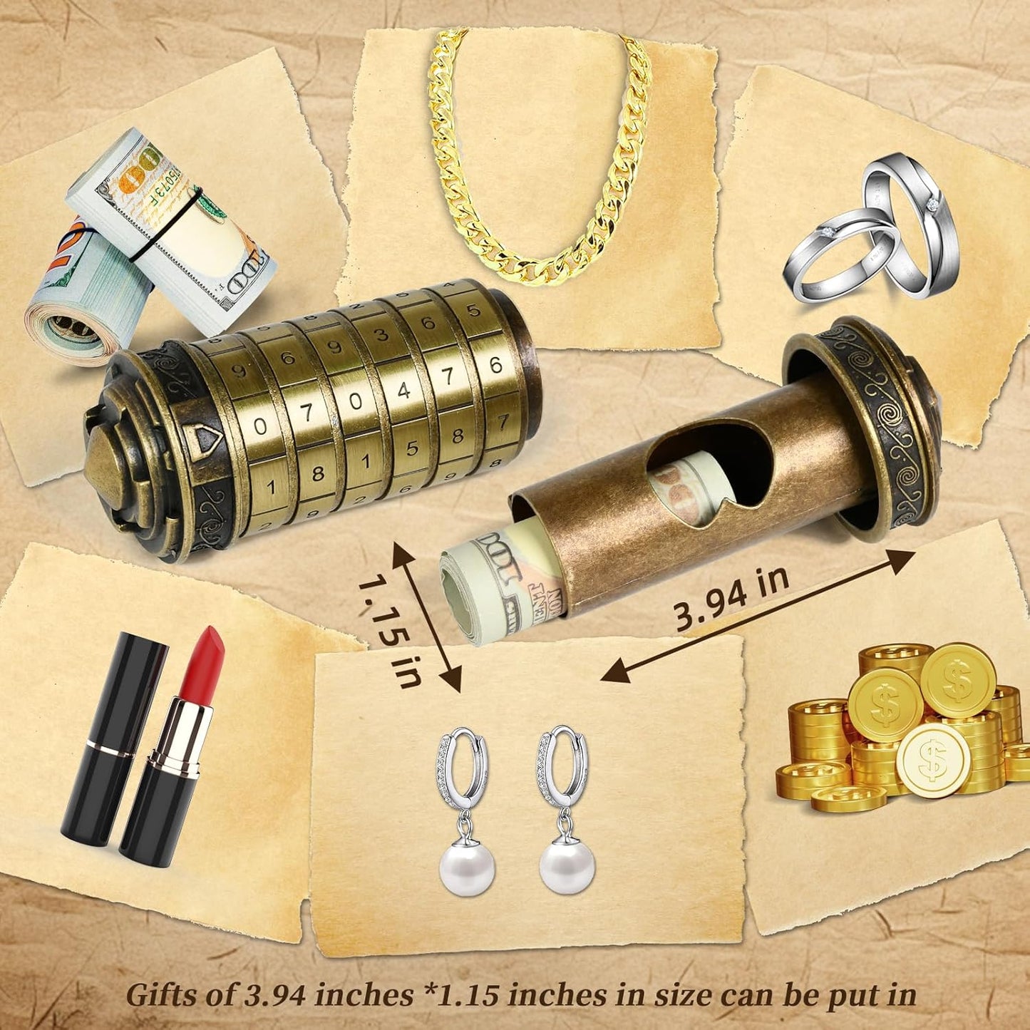 Da Vinci Code Numeric Cryptex Money Puzzle Box for Cash Gift, Jewelry Box with Hidden Compartment, Unique Puzzle Gift for Adults Brain Teaser Valentine’s Day Wedding & Anniversary Present