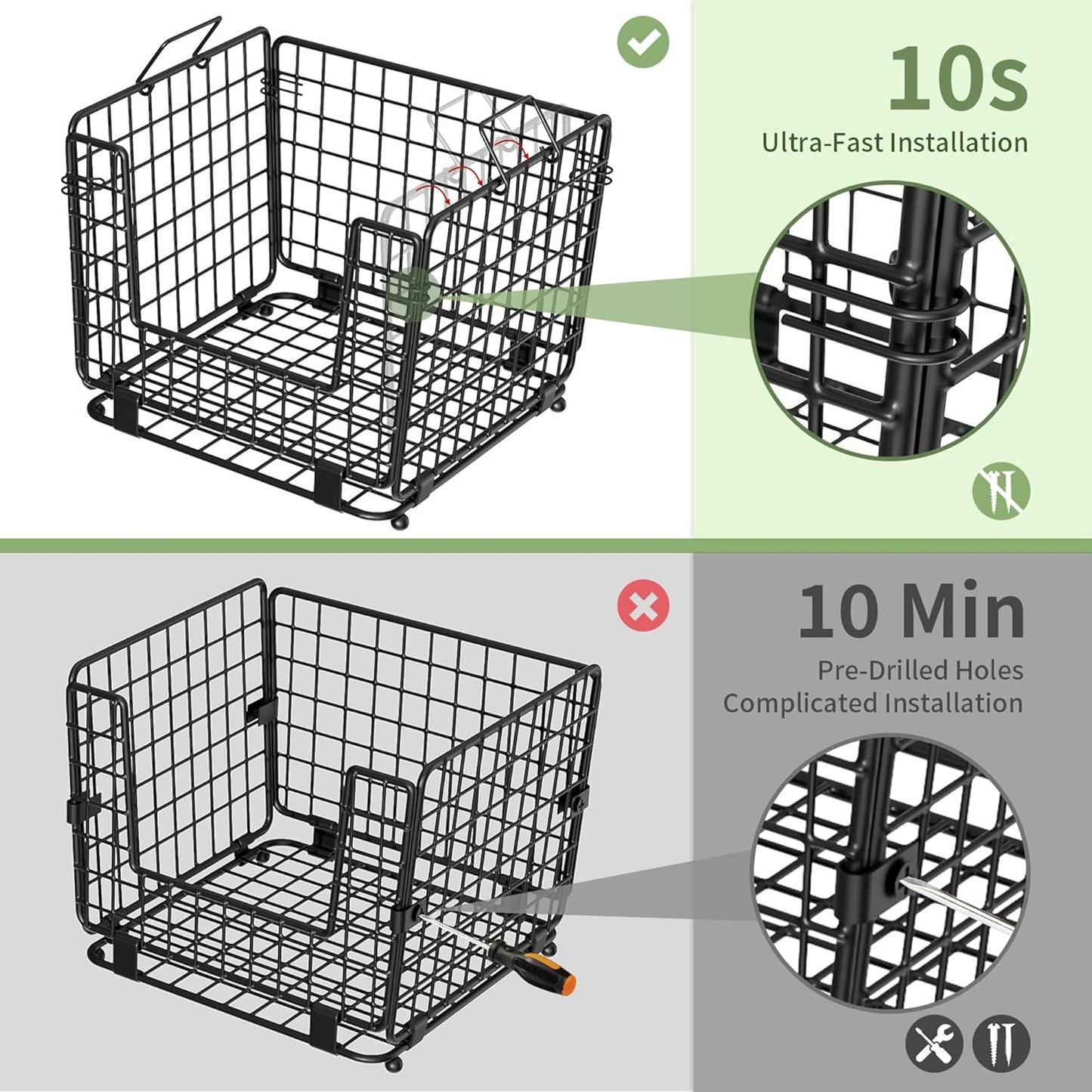 Wire Storage Basket For Kitchen Pantry and Counter - Stackable Wire Organizing Bin For Produce, Vegetable - Countertop Potato, Onion, Veggie Basket Brown